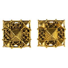 Claire Deve Paris Gilded Metal Geometric Clip-on Earrings