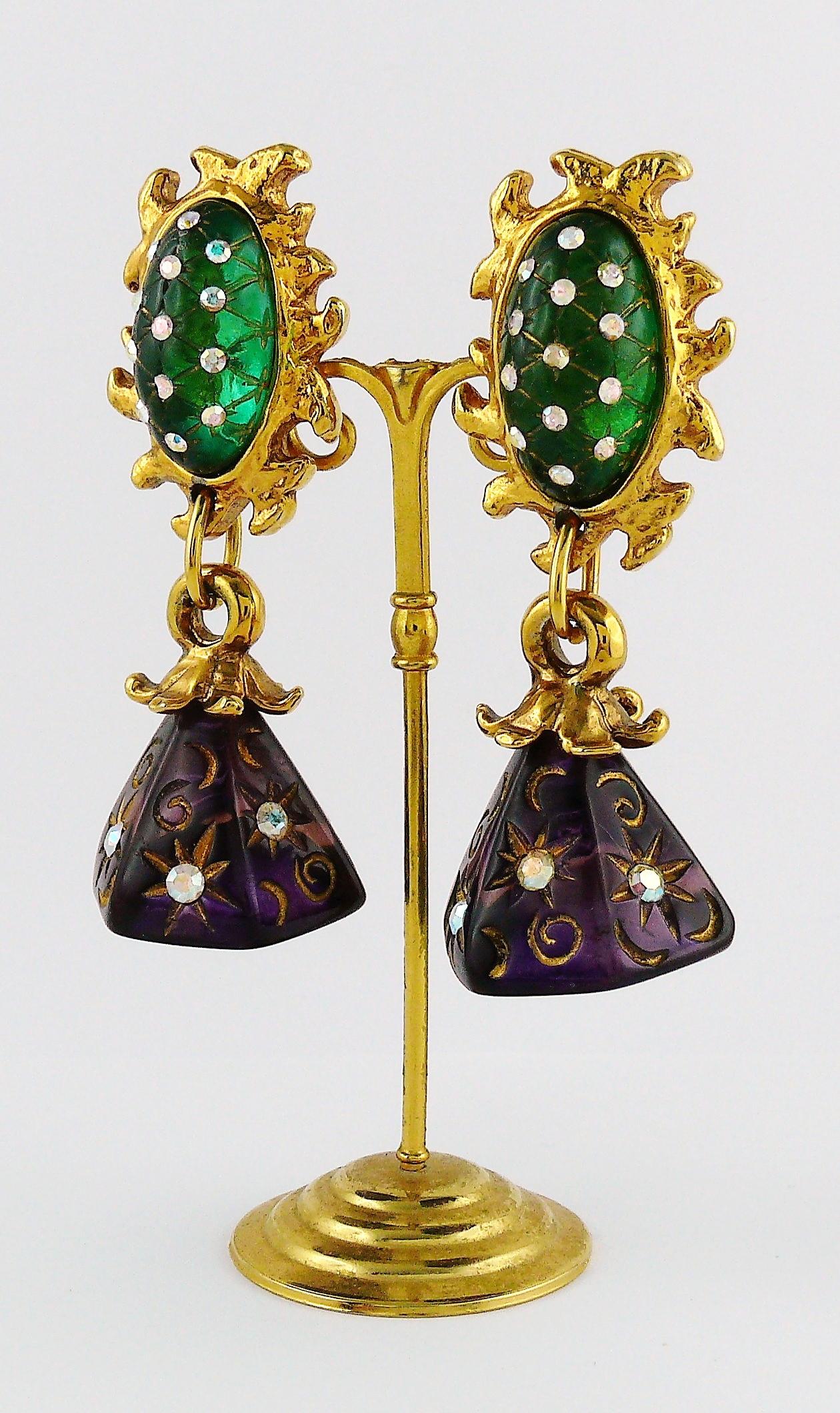 Claire Deve Vintage Celestial Jewelled Dangling Earrings 1
