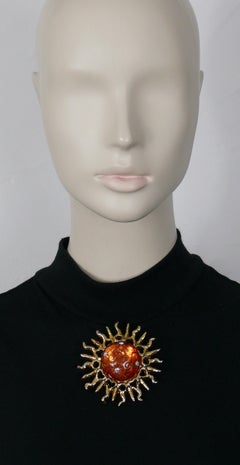 CLAIRE DEVE Vintage Celestial Radiant Sun Brooch
