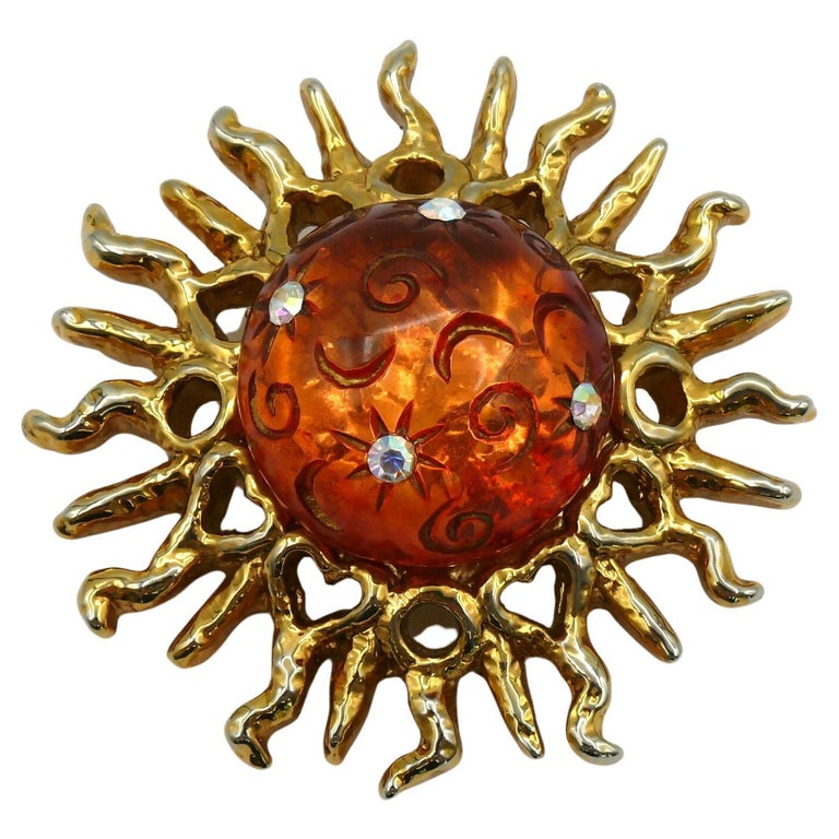 CLAIRE DEVE Vintage Celestial Radiant Sun Brooch at 1stDibs 