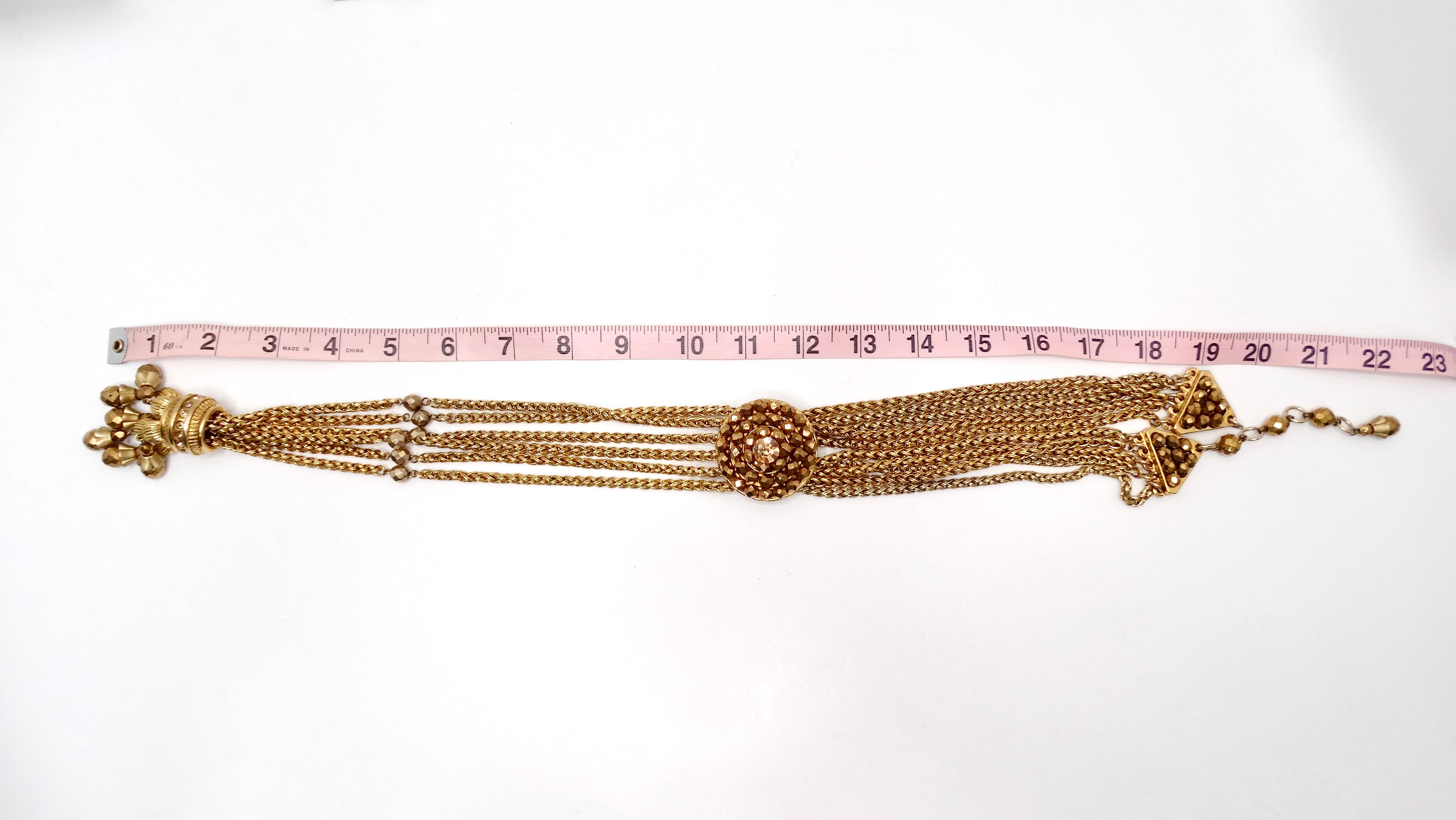 Claire Deve Vintage Collier Lariat à pompon en perles en tons dorés en vente 3