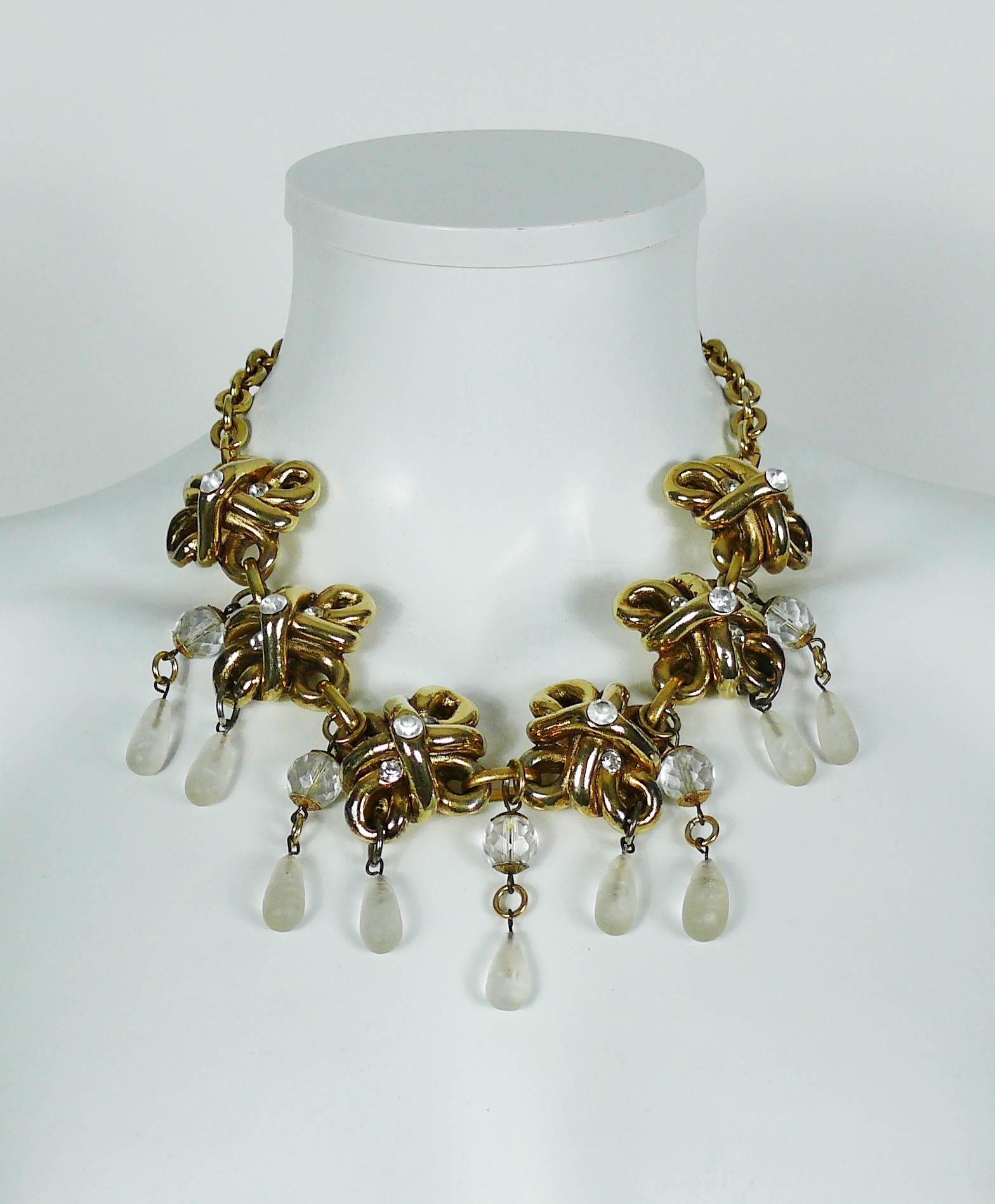 Claire Deve Collier de bijoux vintage de couleur or avec gouttes de verre État moyen - En vente à Nice, FR