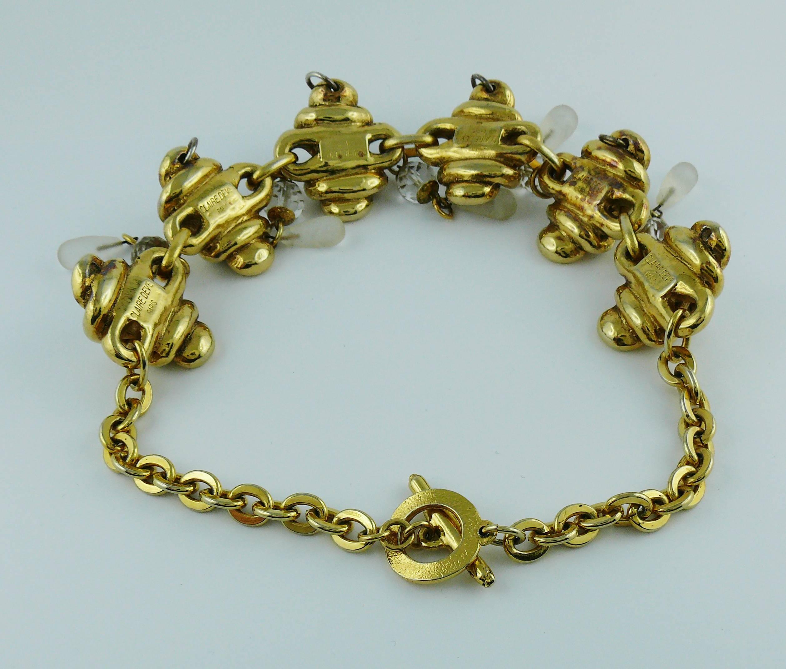 Claire Deve Collier de bijoux vintage de couleur or avec gouttes de verre en vente 4
