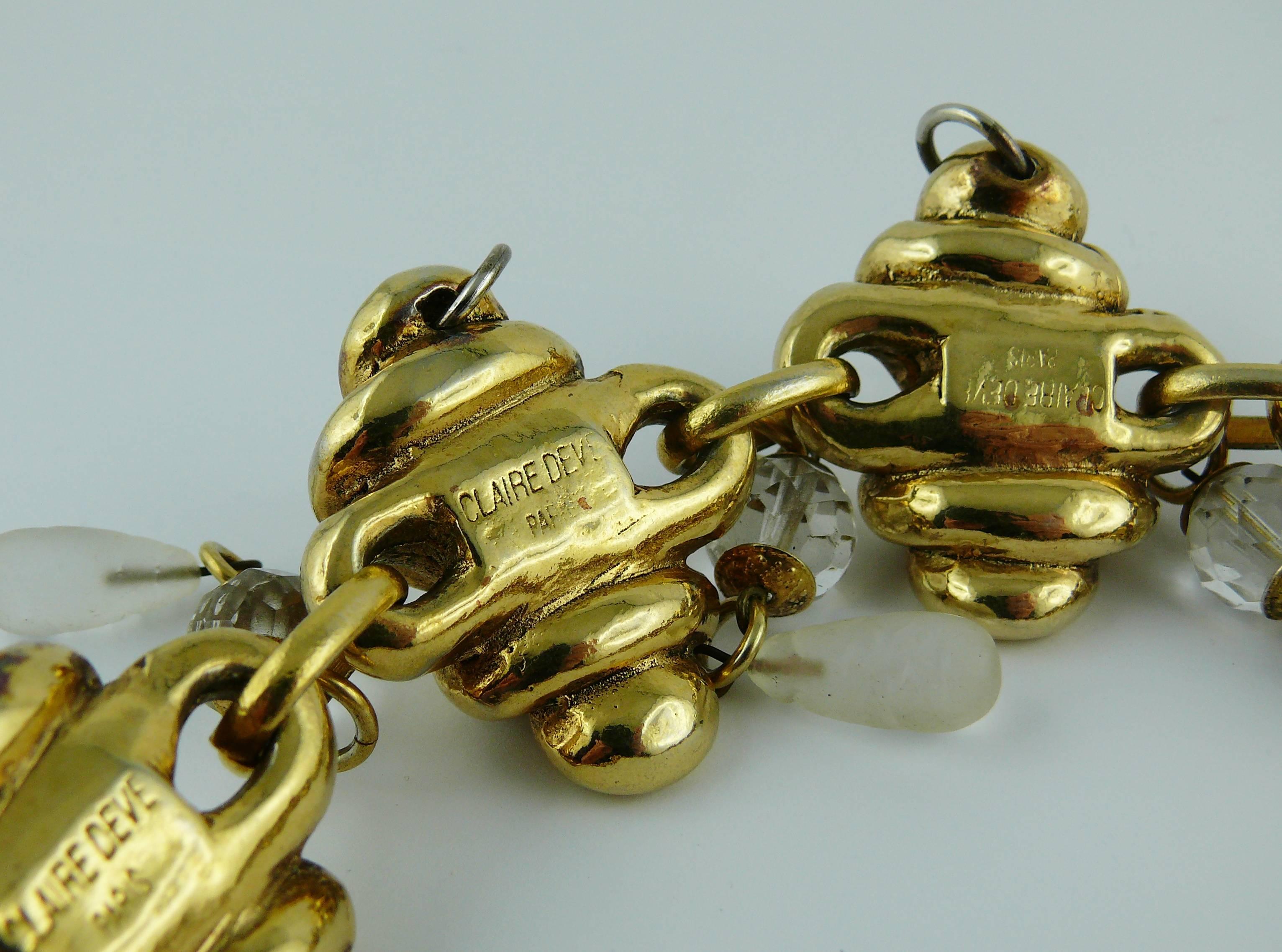 Claire Deve Collier de bijoux vintage de couleur or avec gouttes de verre en vente 5