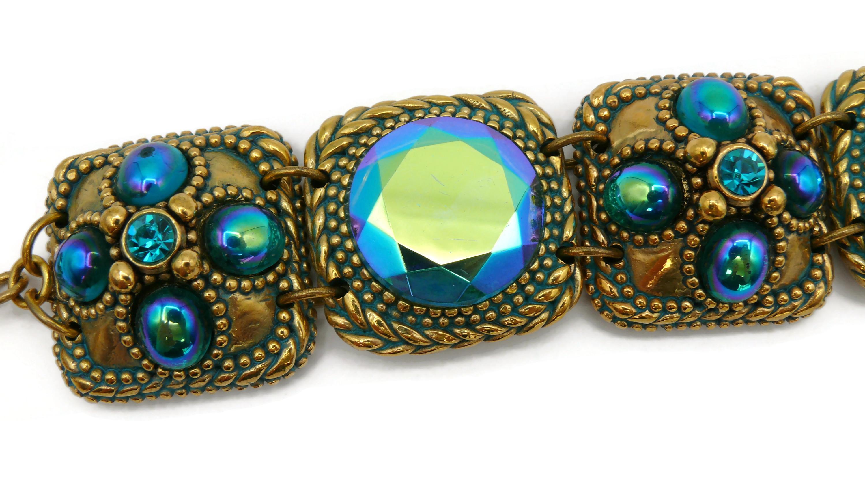 CLAIRE DEVE Vintage Jewelled Link Bracelet For Sale 2