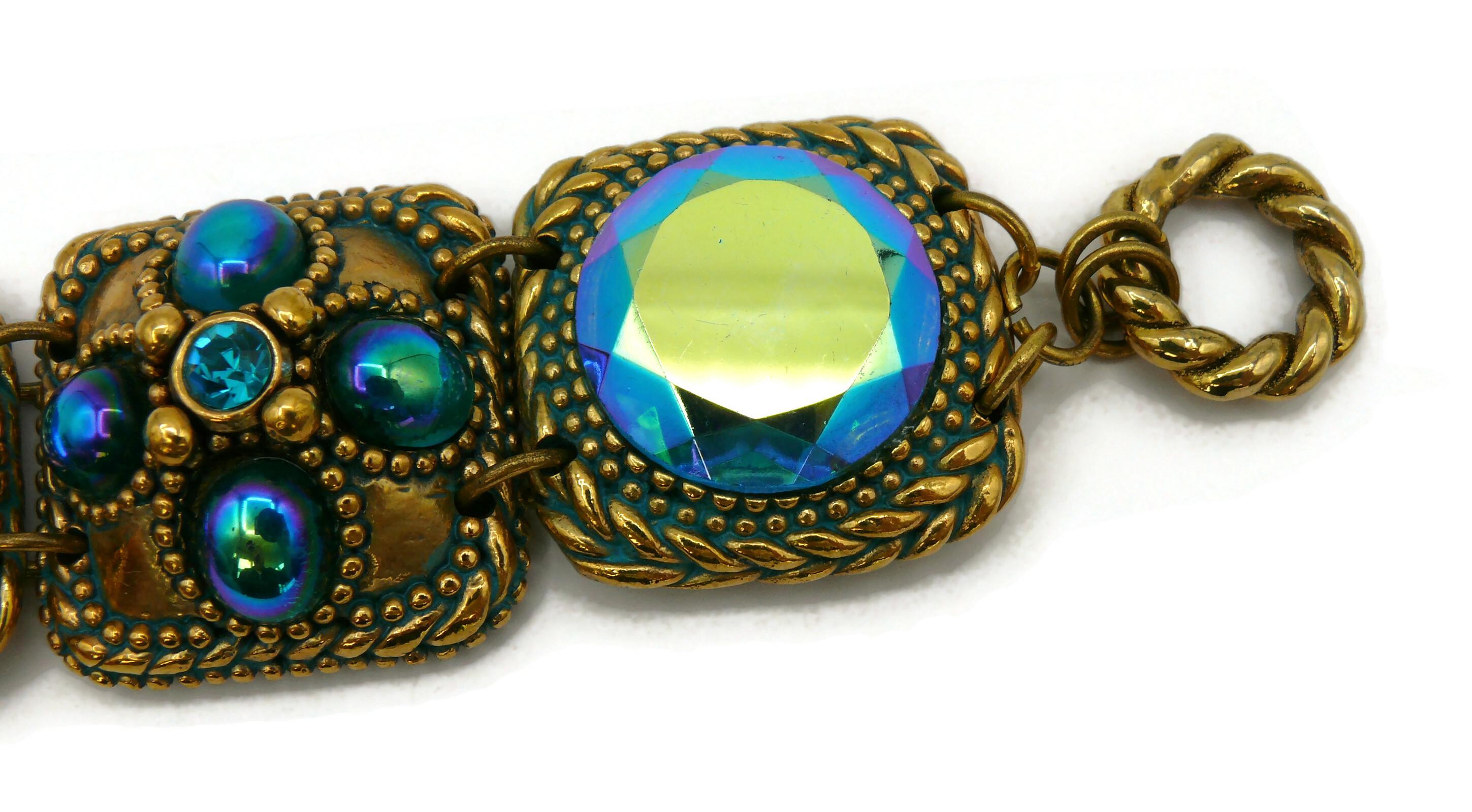 CLAIRE DEVE Vintage Jewelled Link Bracelet For Sale 4