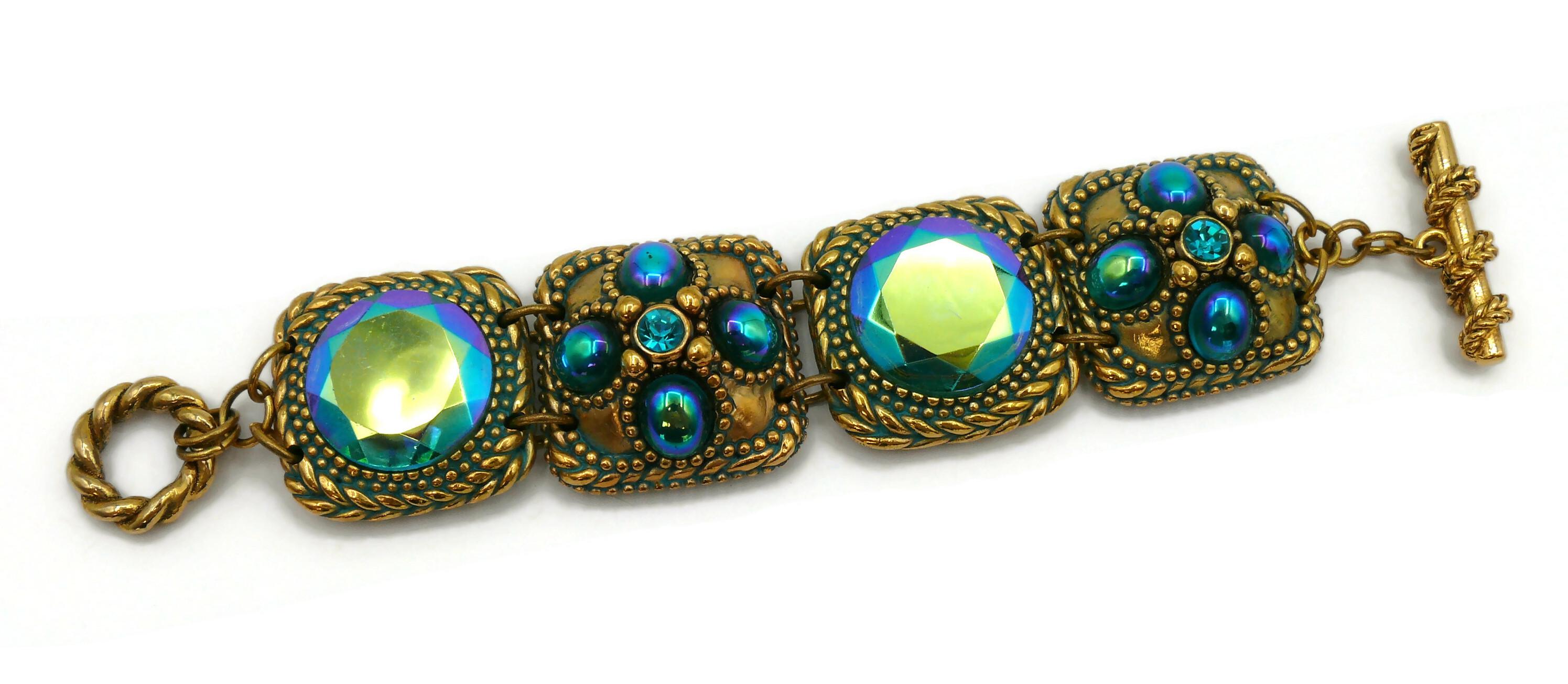 CLAIRE DEVE Vintage Jewelled Link Bracelet For Sale 6