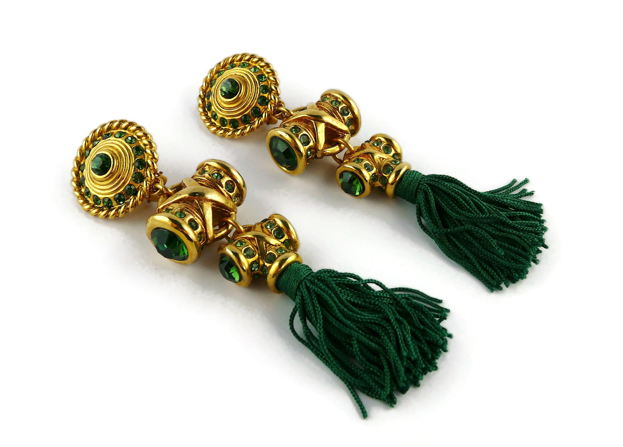 Claire Deve Vintage Jewelled Tassel Dangling Earrings In Good Condition For Sale In Nice, FR