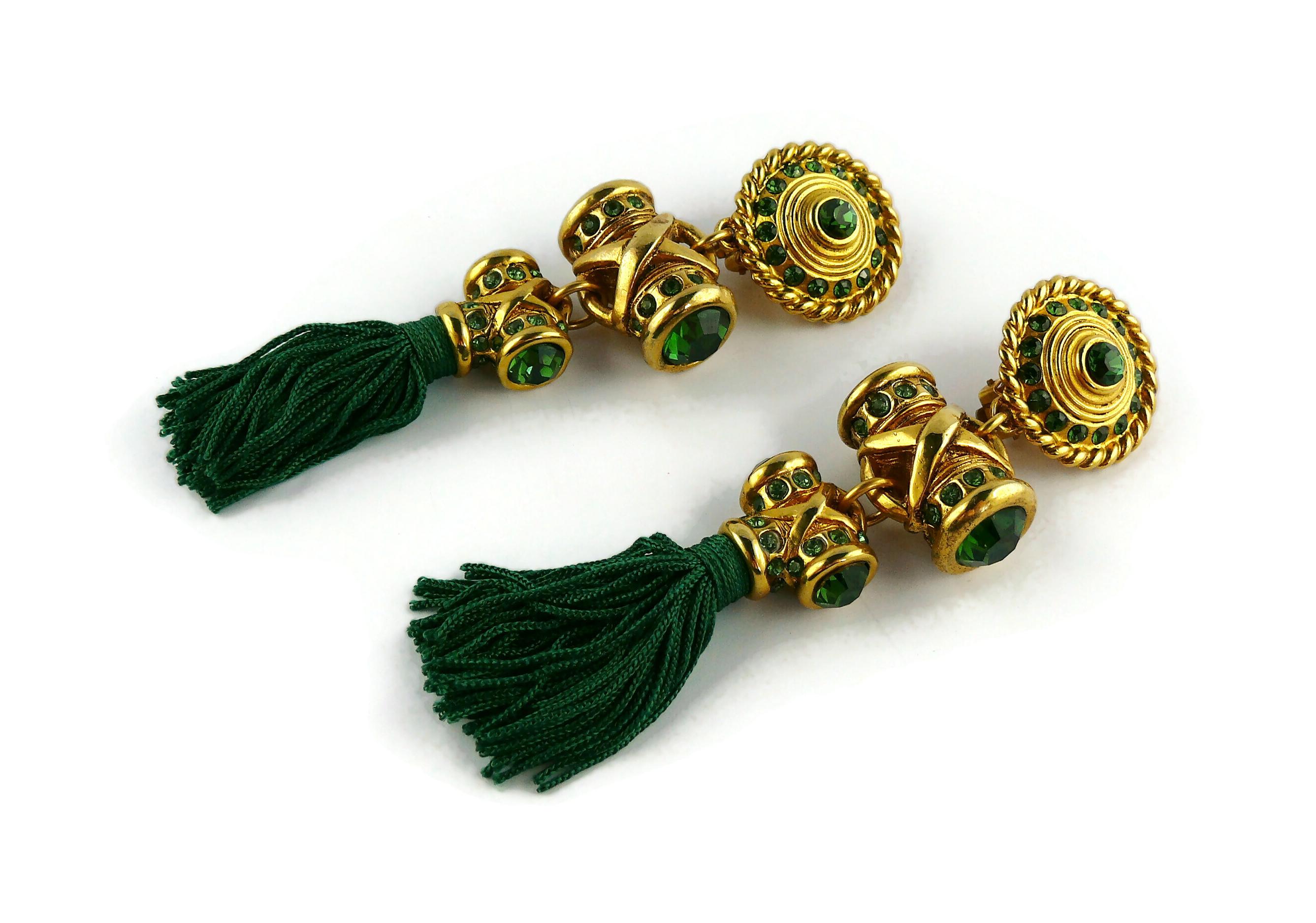 Claire Deve Vintage Jewelled Tassel Dangling Earrings For Sale 1