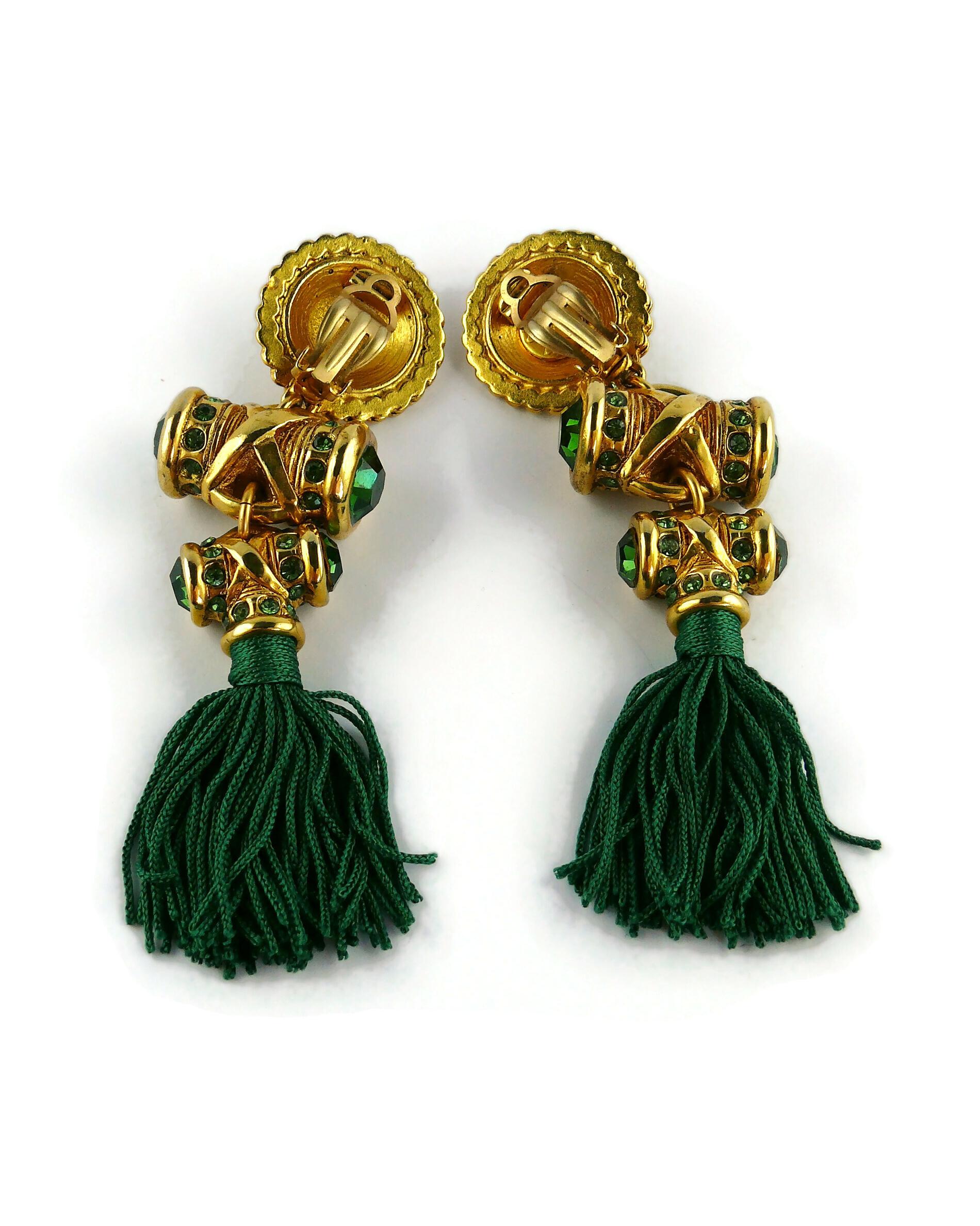 Claire Deve Vintage Jewelled Tassel Dangling Earrings For Sale 3