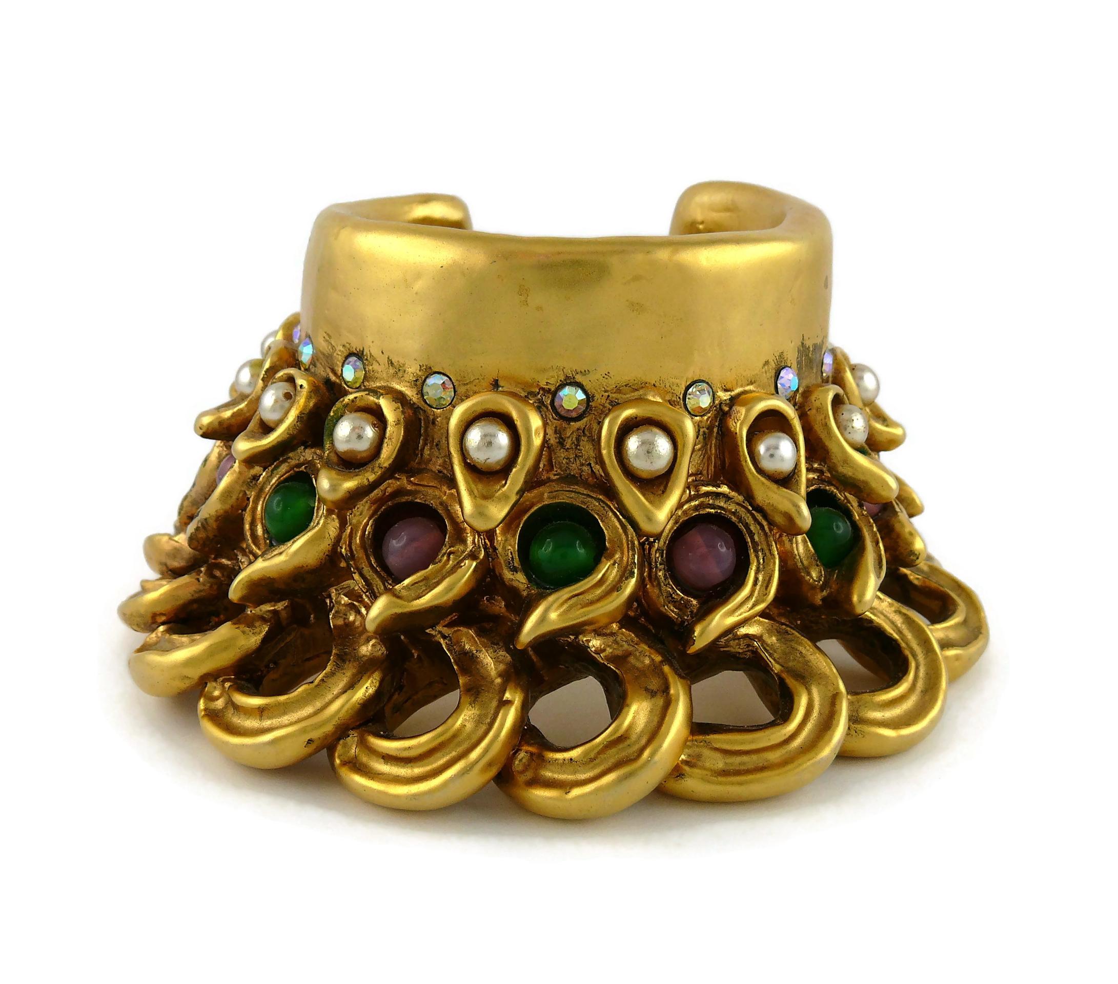 Women's Claire Deve Vintage Massive Jewelled Cuff Bracelet