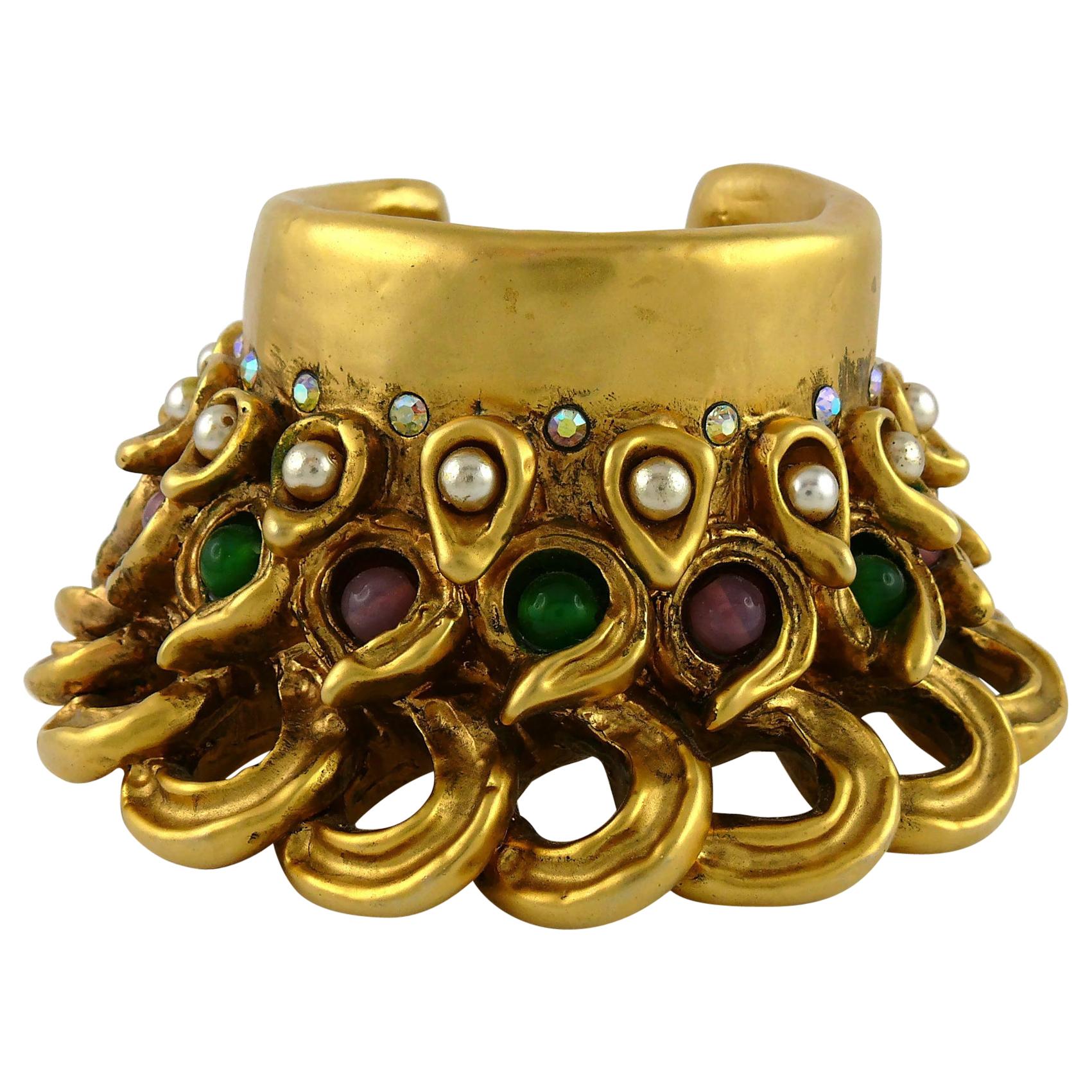 Claire Deve Vintage Massive Jewelled Cuff Bracelet