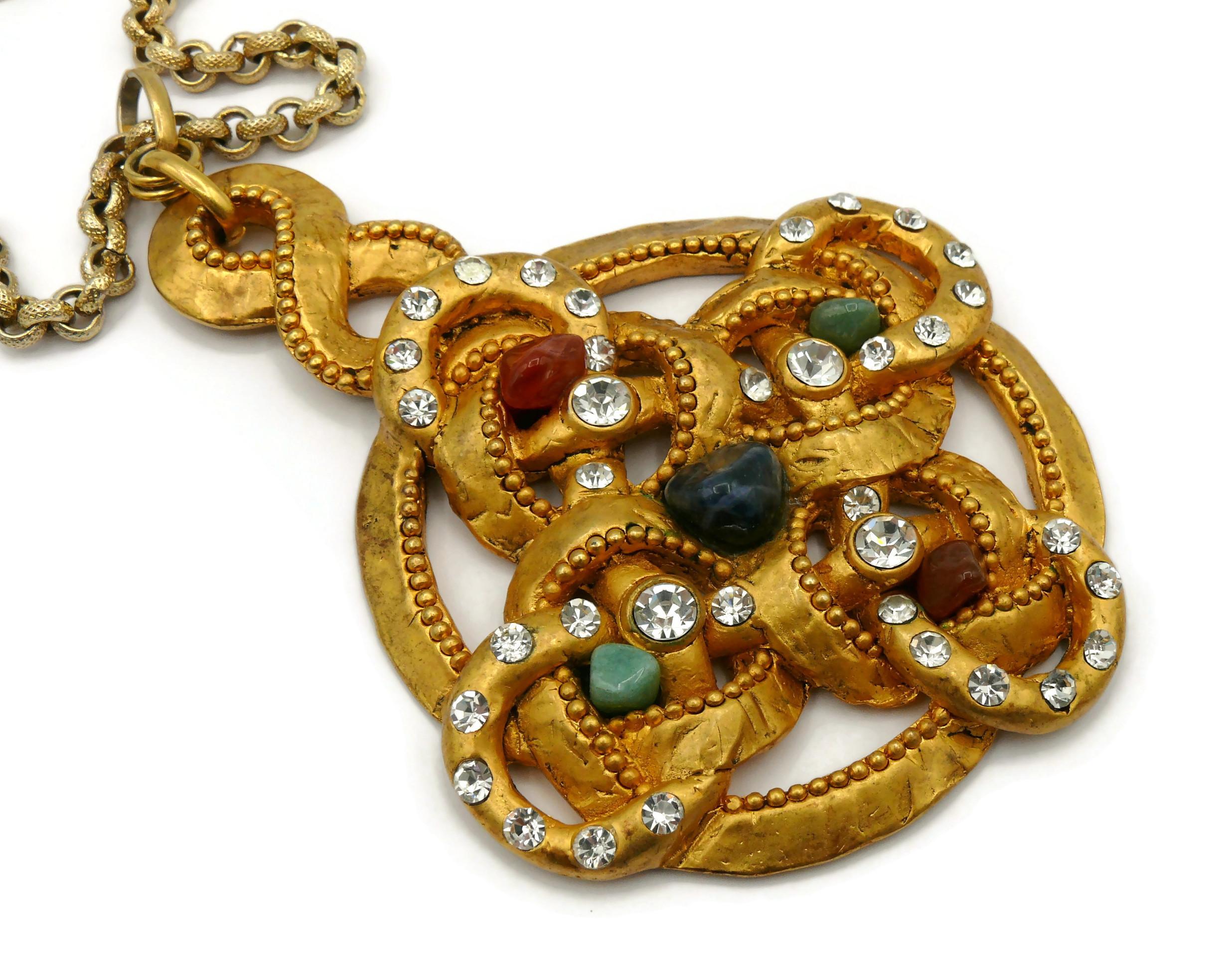 Women's CLAIRE DEVE Vintage Massive Jewelled Pendant Necklace For Sale