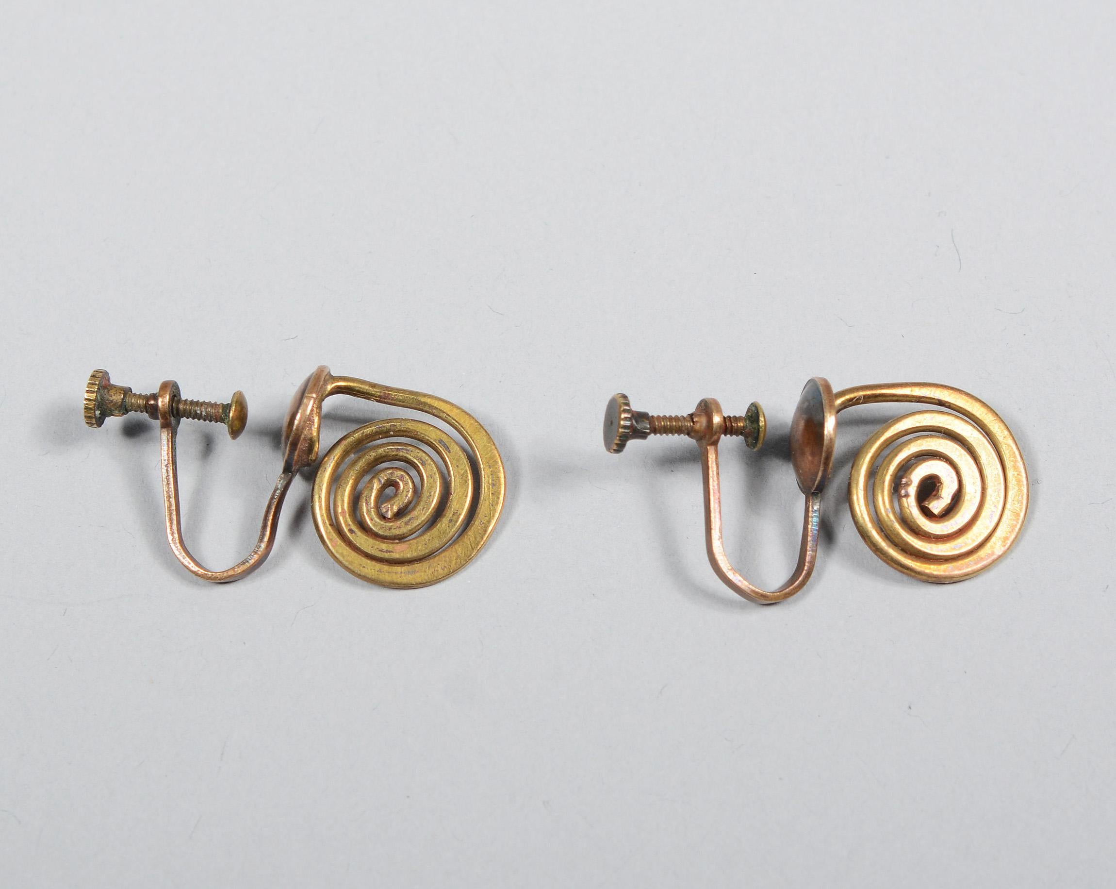 Mid-20th Century Claire Falkenstein Articulated Brooch and Earrings