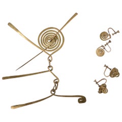 Claire Falkenstein Articulated Brooch and Earrings