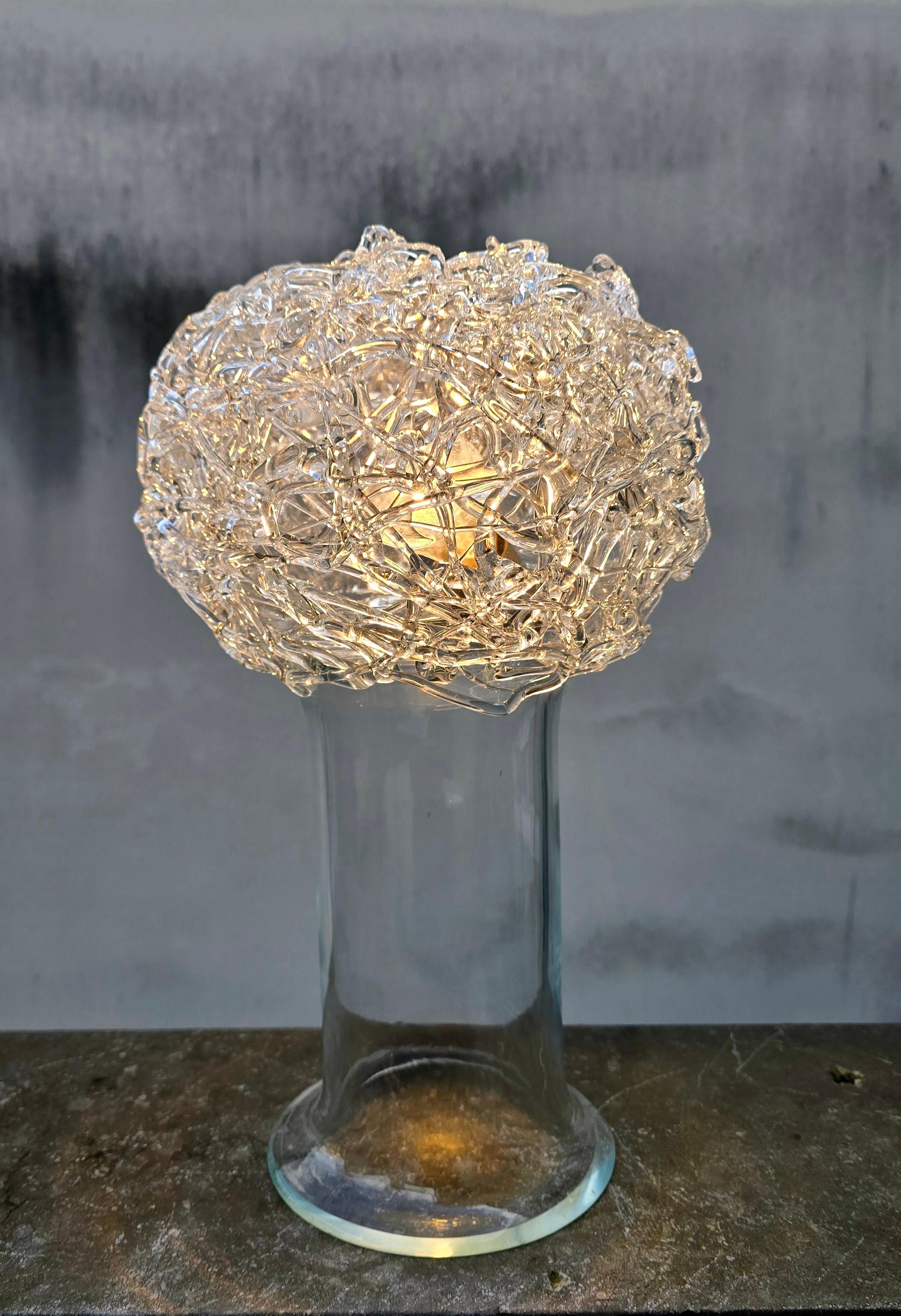Mid-Century Modern Claire Falkenstein for Salviati, Attributed Spun Glass Table Lamp, Italy, 1970s For Sale