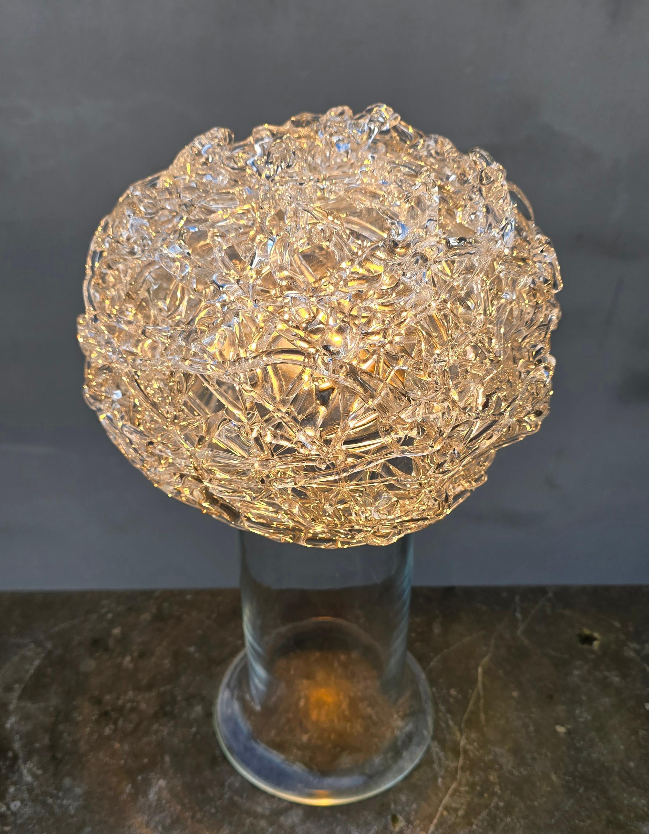 Italian Claire Falkenstein for Salviati, Attributed Spun Glass Table Lamp, Italy, 1970s For Sale