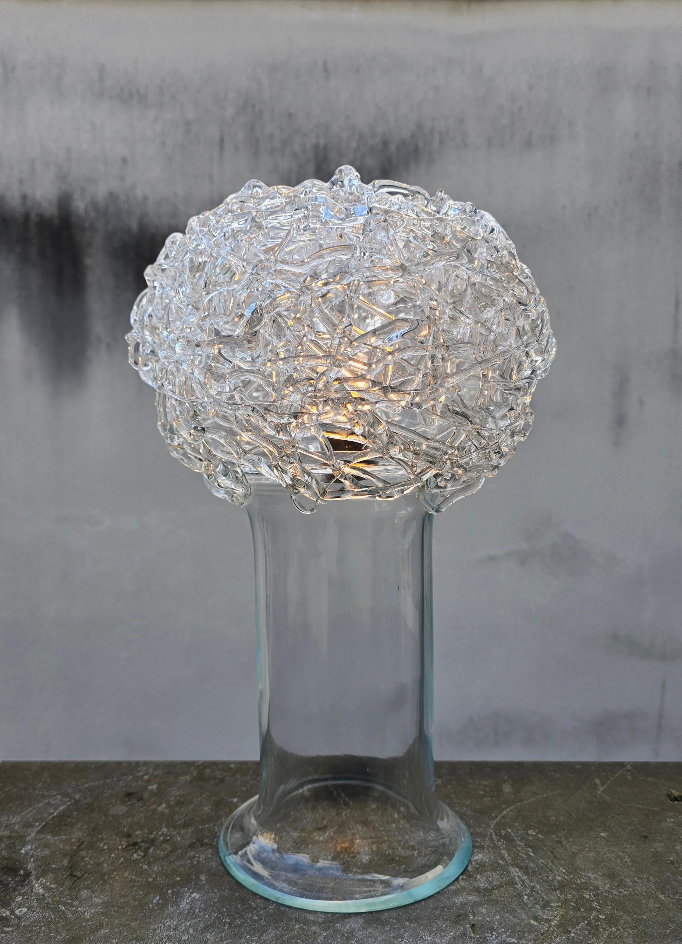 Claire Falkenstein for Salviati, Attributed Spun Glass Table Lamp, Italy, 1970s In Good Condition For Sale In Antwerp, BE