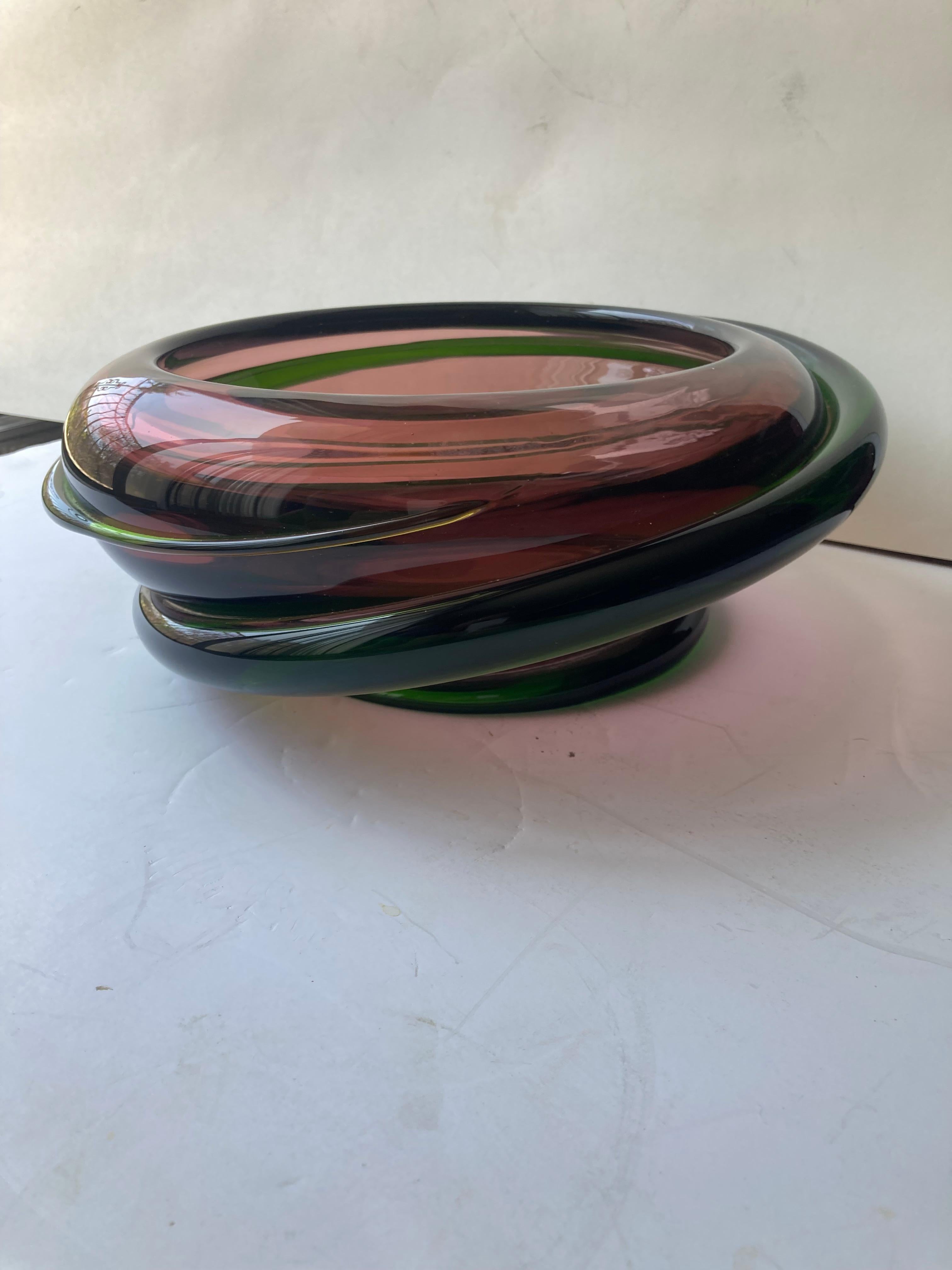 Claire Falkenstein Murano glass centerpiece / bowl by Salviati & Co In Good Condition For Sale In Los Angeles, CA