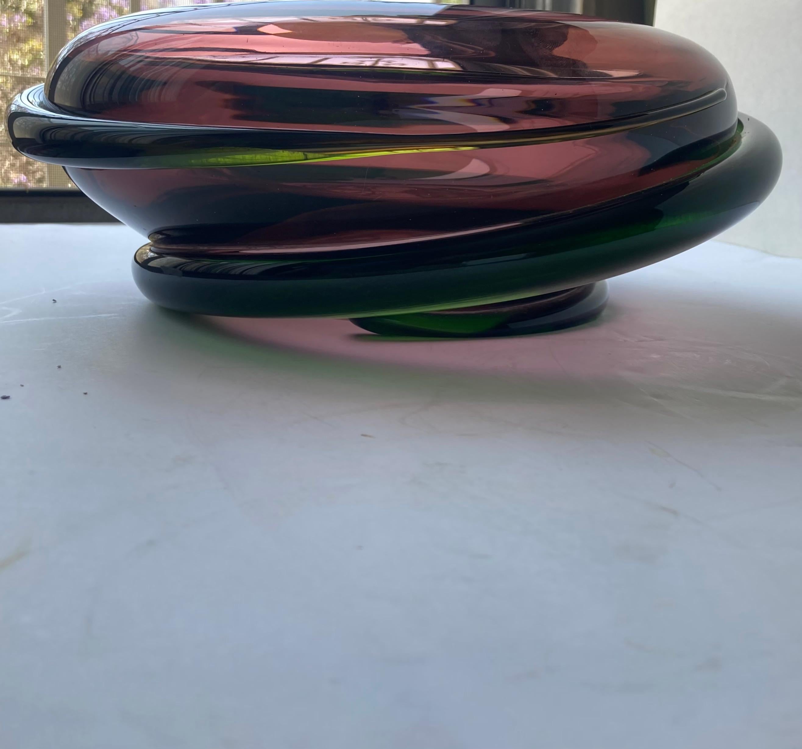 20th Century Claire Falkenstein Murano glass centerpiece / bowl by Salviati & Co For Sale