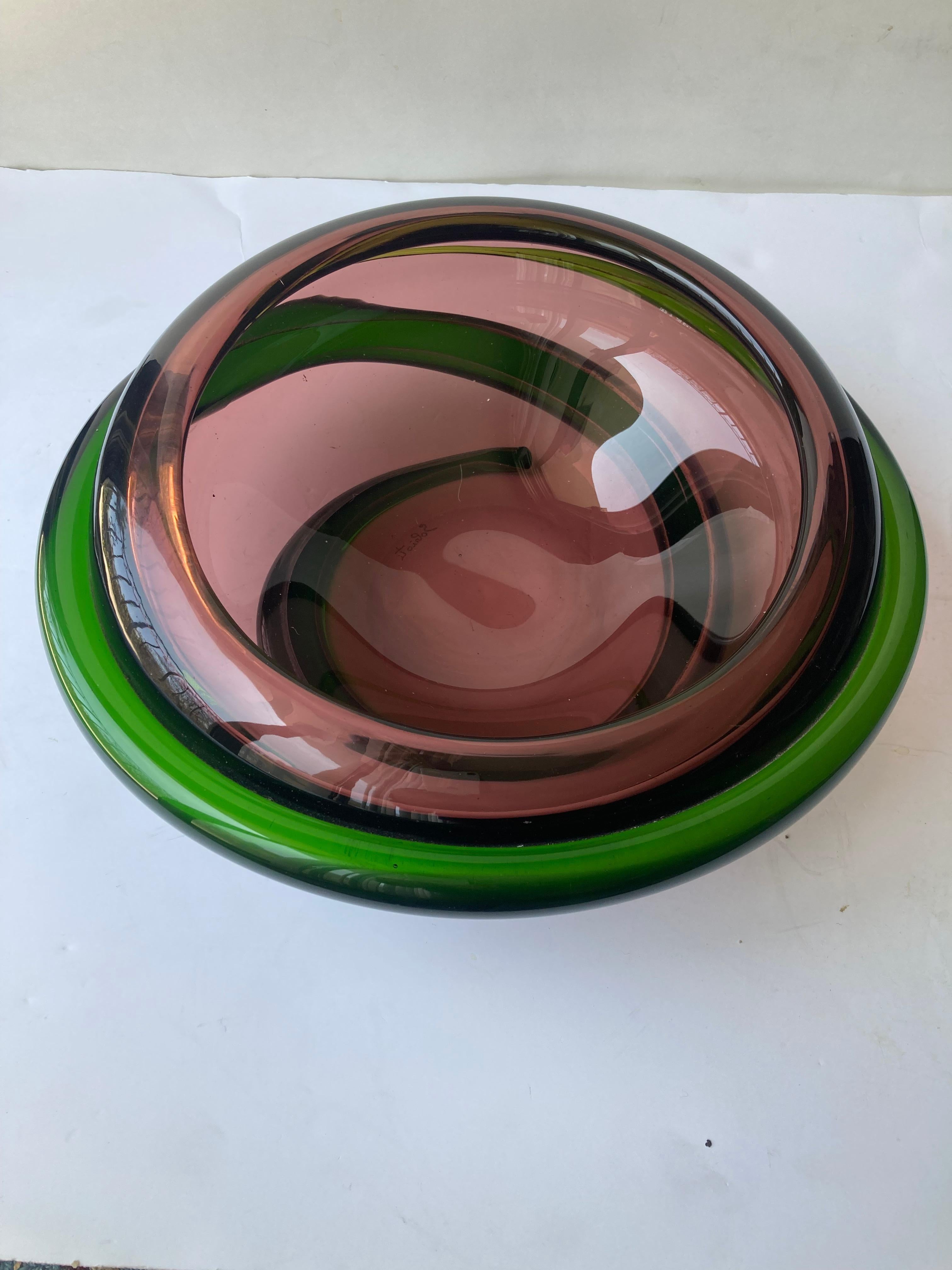 Murano Glass Claire Falkenstein Murano glass centerpiece / bowl by Salviati & Co For Sale