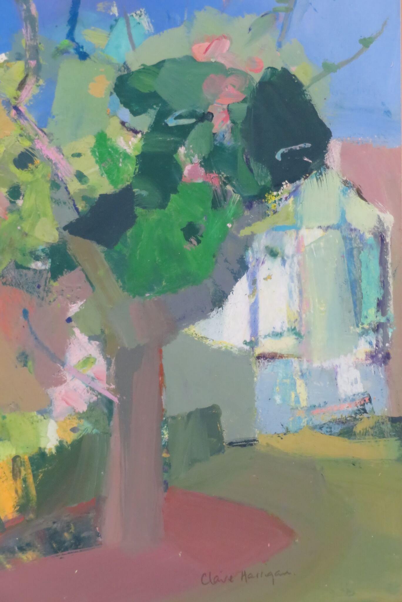 Claire Harrigan RSW (1964-) Quadro post impressionista scozzese GIARDINO DI PRIMAVERA 1