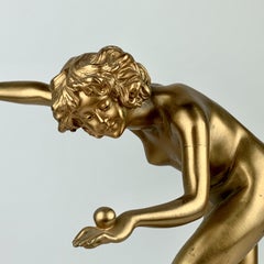 ART NOUVEAU GILT BRONZE SCULPTURE SIGNED COLINET