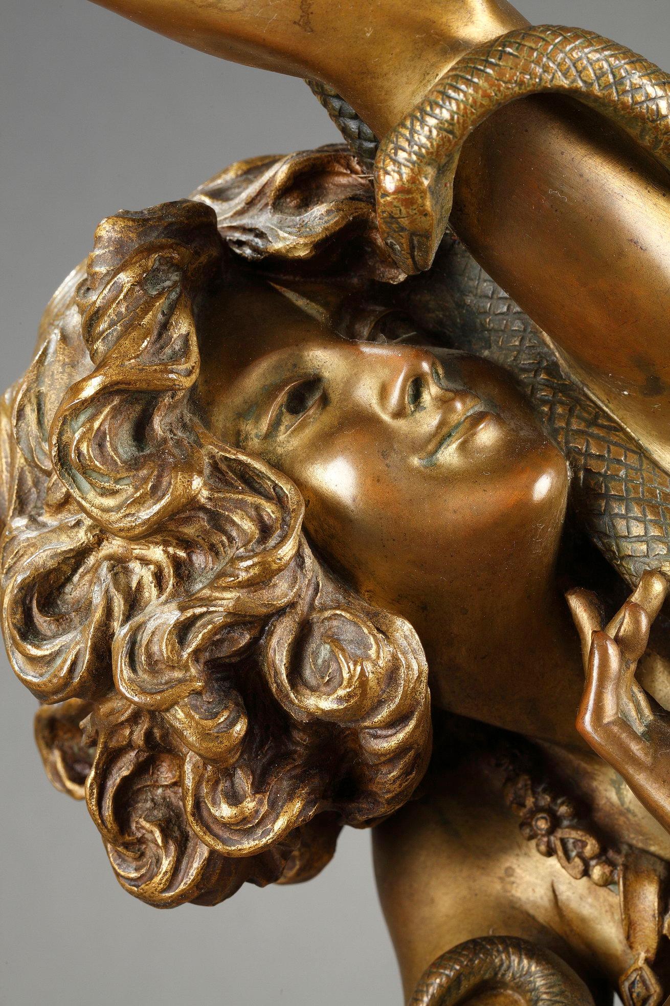 Tanz von Karthago
von Claire-Jeanne-Roberte COLINET (1880-1950)

Eine Bronzeskulptur mit vergoldeter Patina
Signiert auf dem Sockel 