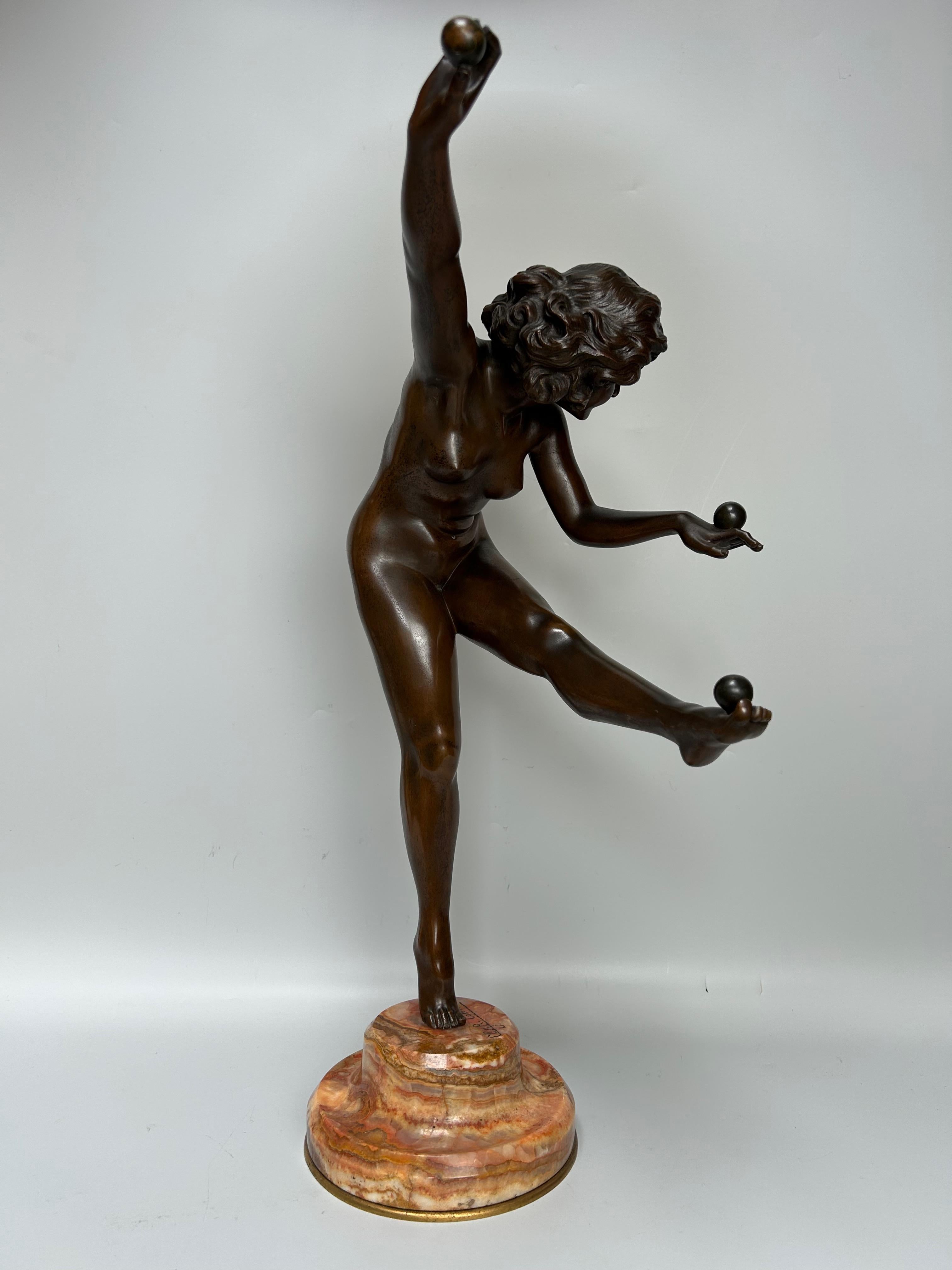 Claire Jeanne Colinet Bronze Art Deco Juggler For Sale 3