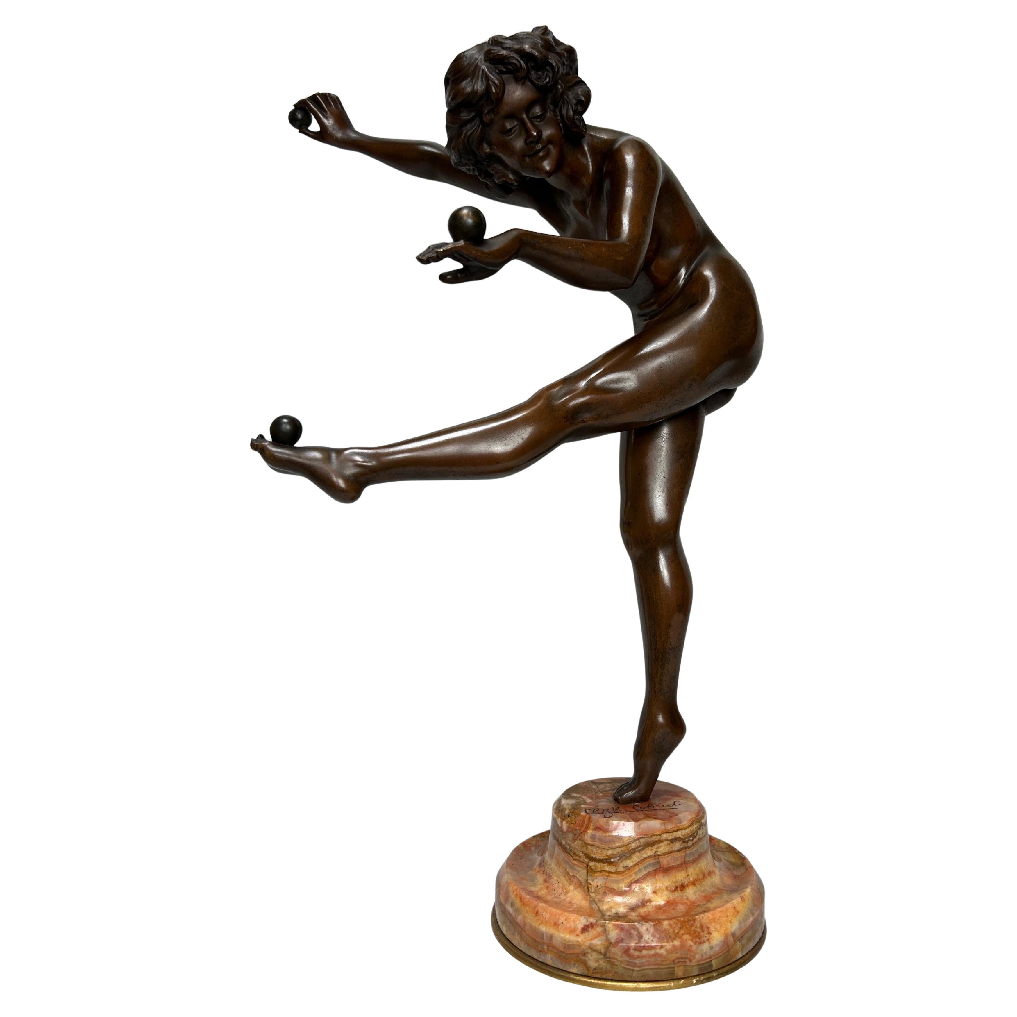 Claire Jeanne Colinet Bronze Art Deco Juggler For Sale