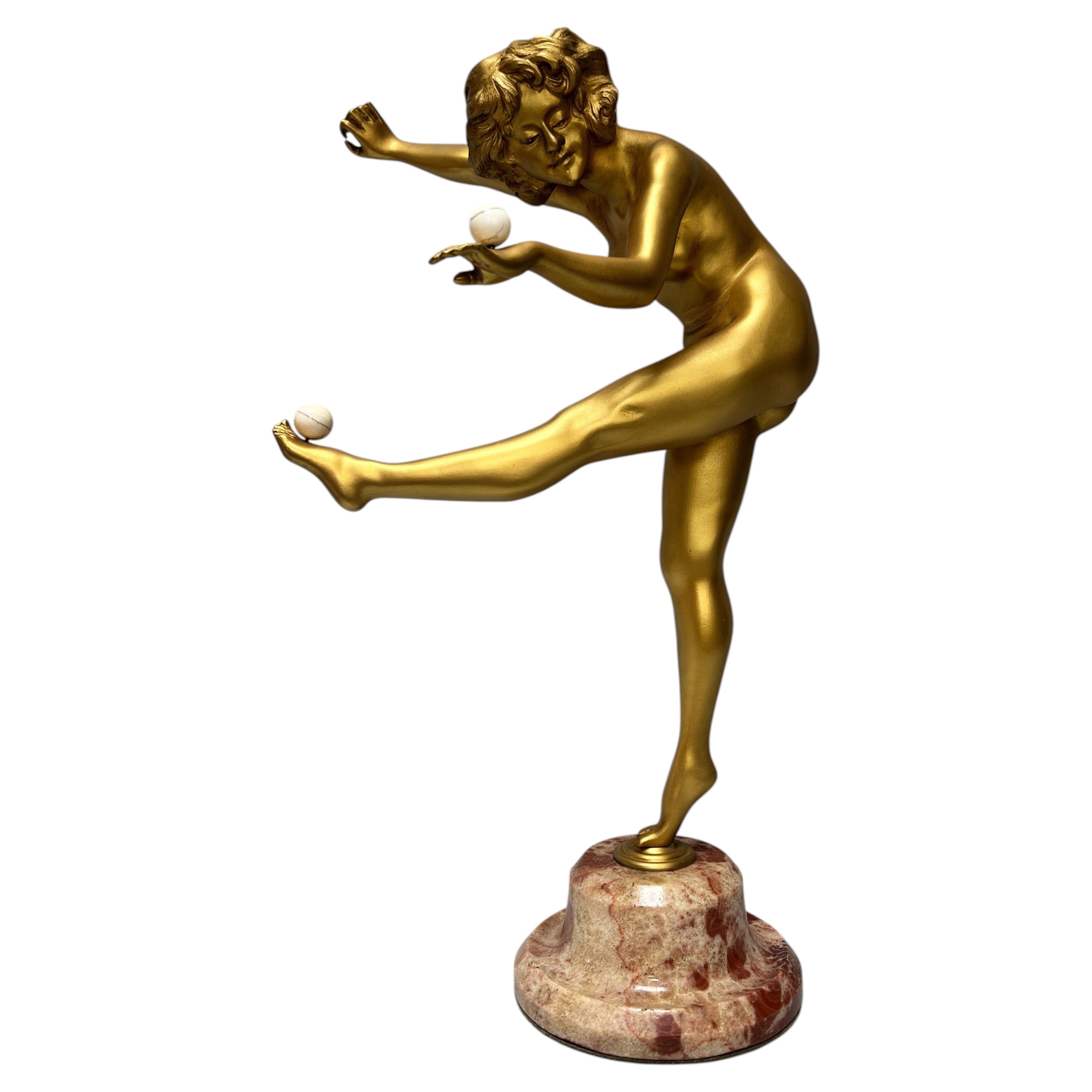 Claire Colinet, "Il giocoliere", scultura in bronzo in stile Art Déco in vendita