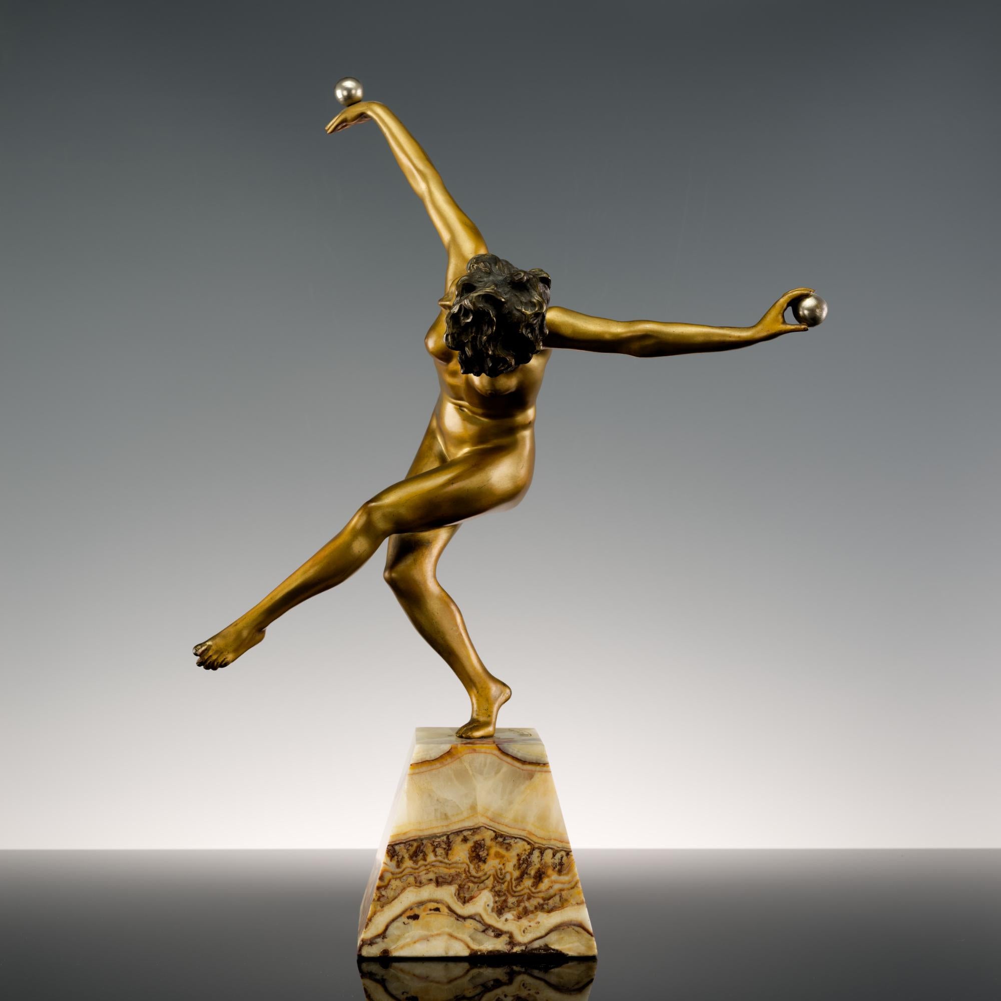 French Claire-Jeanne Roberte Colinet, Art Deco Bronze Figurine 