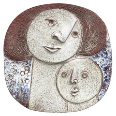 Piatto grande in ceramica '1936' di Claire Lambert, Atelier Dour, circa 1960-1970