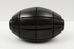 Black Marble Grenade X, hand carved black marble