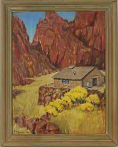 Vintage Mid Century Desert Landscape -- Adobe House at Black Canyon, Arizona
