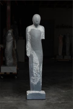 Viviane by Claire McArdle. Italian Bardiglio marble figurative sculpture. 