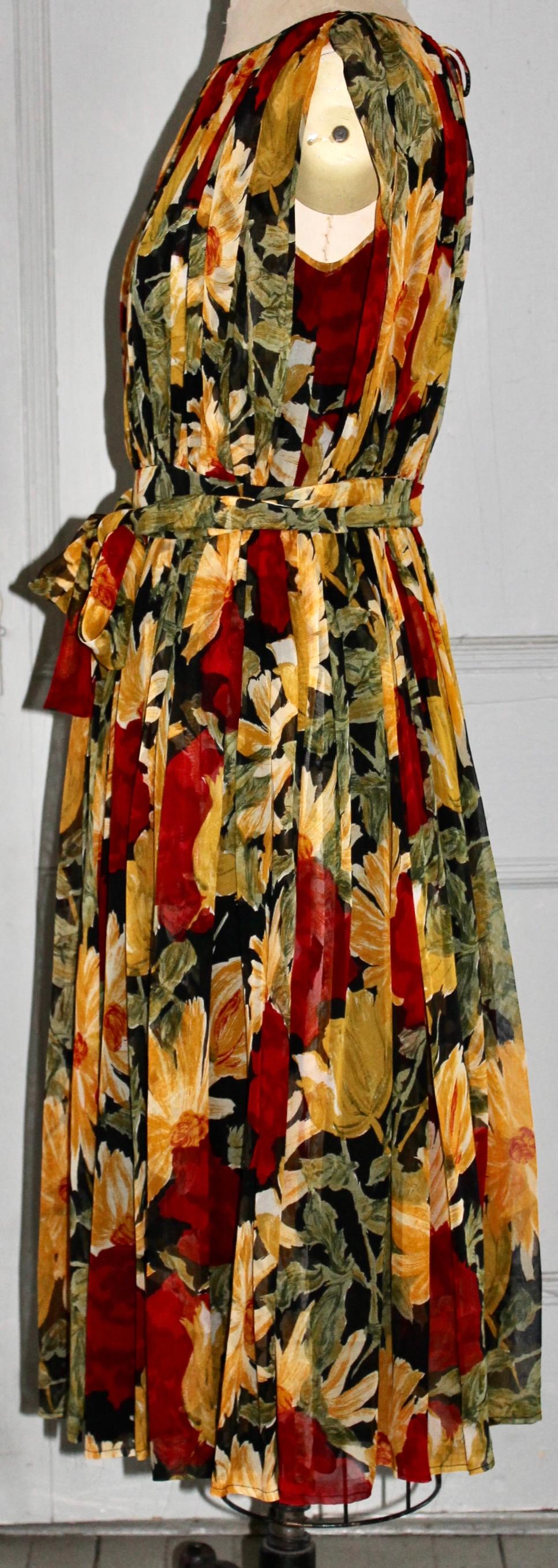 Claire McCardell (attributed) by Townley Floral Chiffon Dress For Sale 1