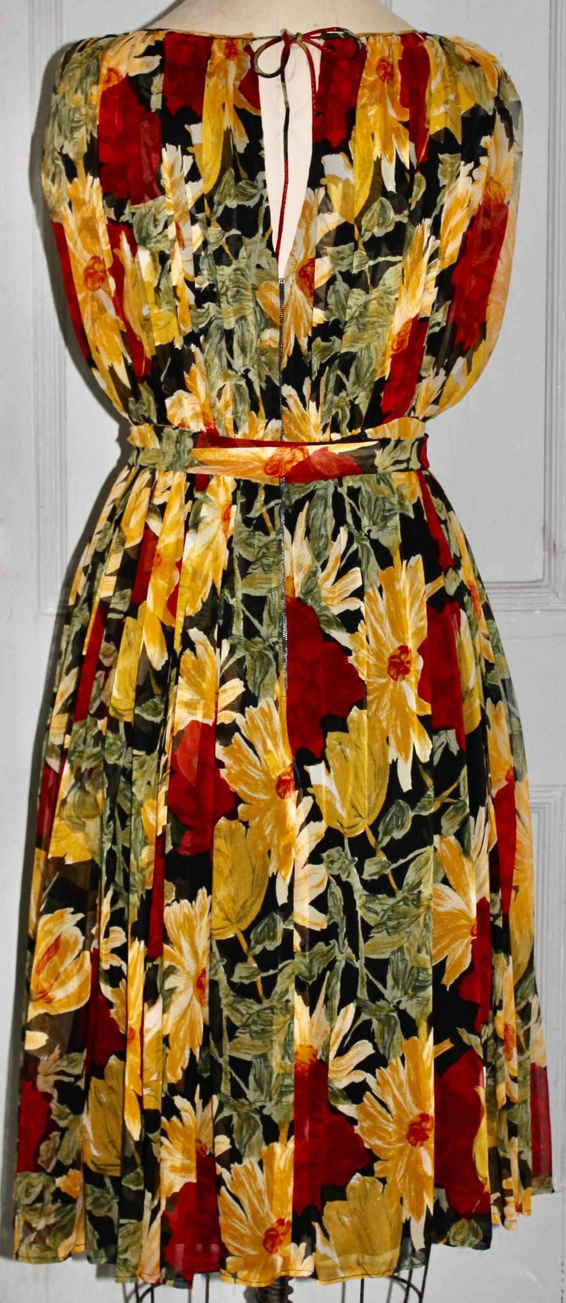 Claire McCardell (attributed) by Townley Floral Chiffon Dress For Sale 2