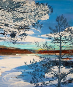 Suede Blue Lake, impressionist landscape painting