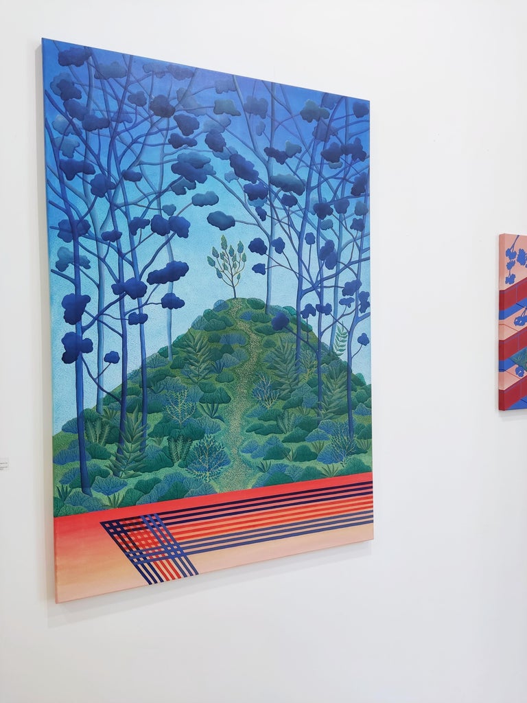 Arbuste dilettante sur le chemin du Cap - Painting on Canvas, Landscape, Nature - Blue Still-Life Painting by Claire Nicolet