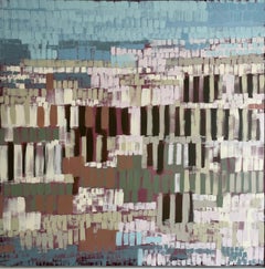 Après la récolte, peinture originale, paysage, abstrait, techniques mixtes