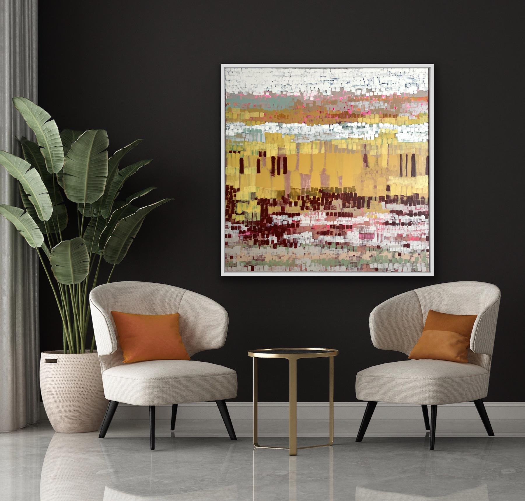 Cornlight, original painting, landscape, abstract, mixed media (Zeitgenössisch), Painting, von Claire Oxley