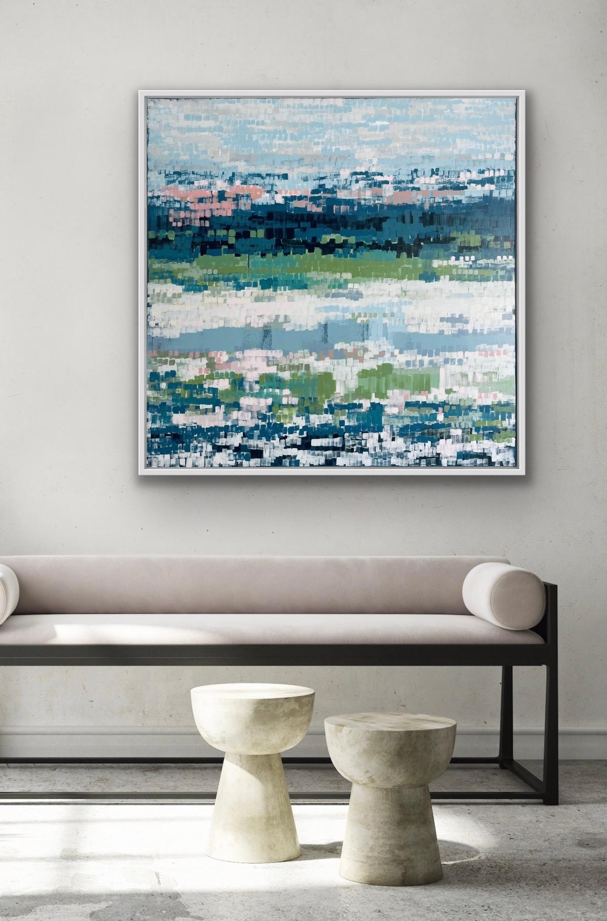 Mallow by the Stream, Originalgemälde, Landschaft, abstrakt, Mischtechnik (Zeitgenössisch), Painting, von Claire Oxley