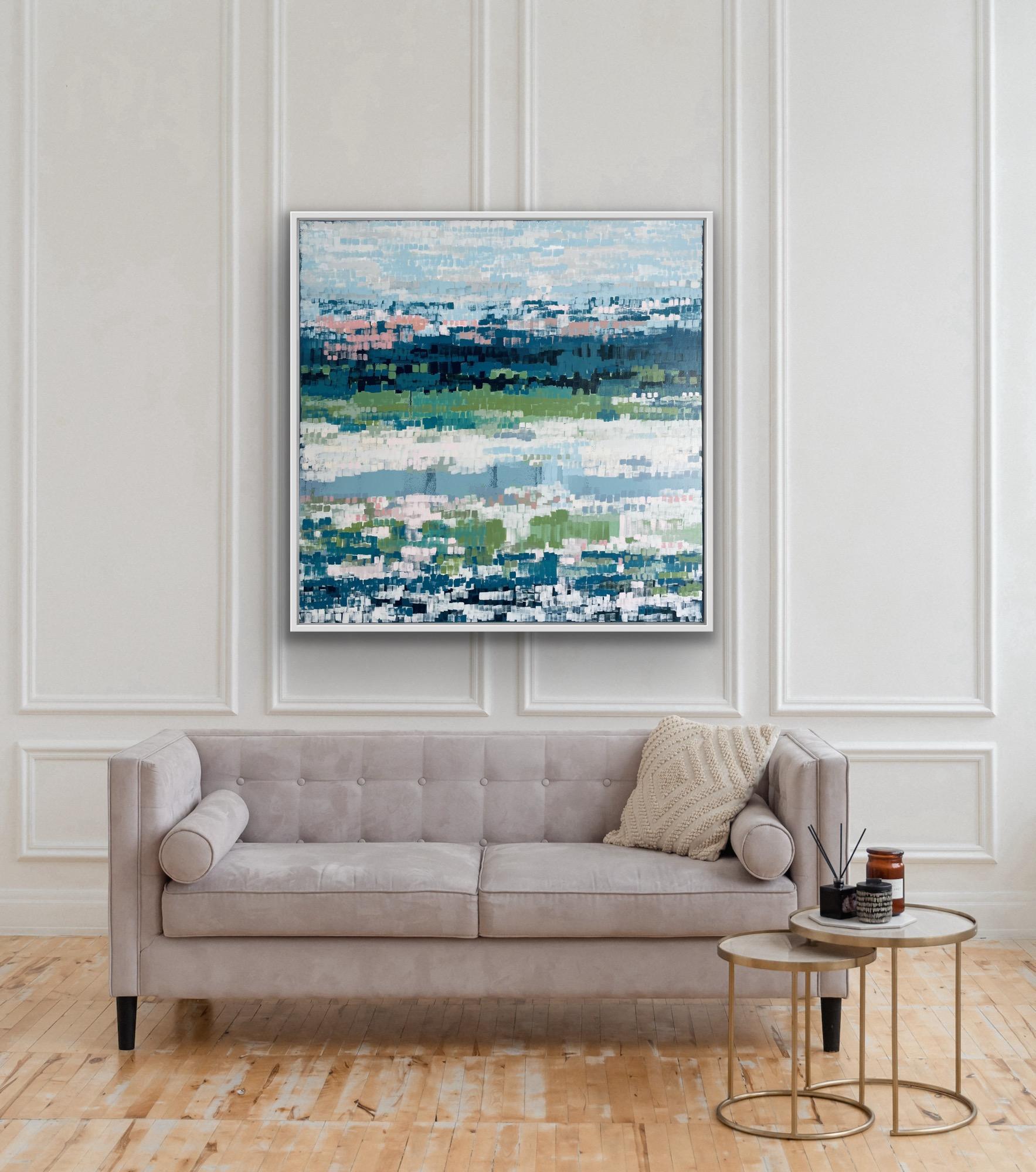 Mallow by the Stream, Originalgemälde, Landschaft, abstrakt, Mischtechnik im Angebot 1
