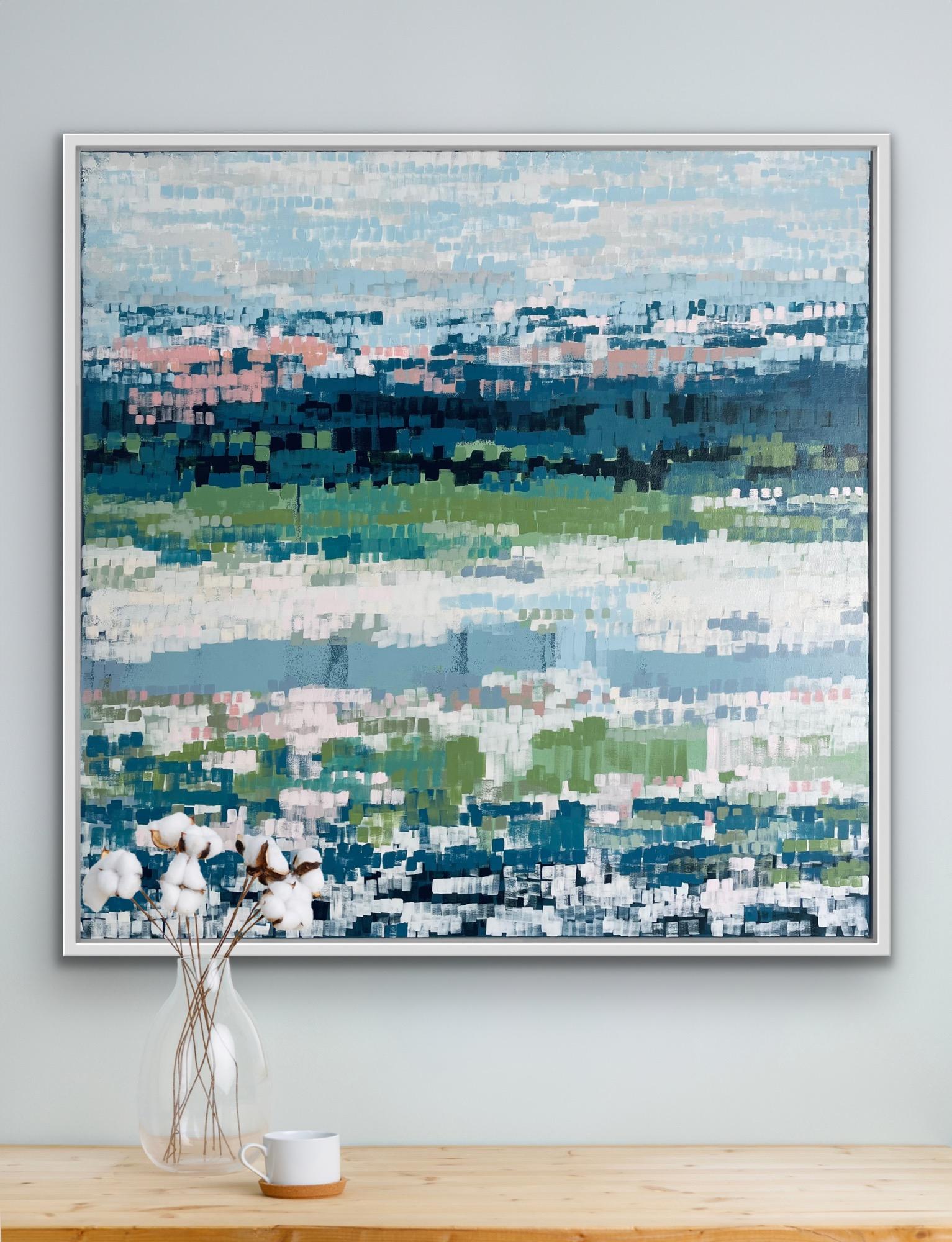 Mallow by the Stream, Originalgemälde, Landschaft, abstrakt, Mischtechnik im Angebot 2