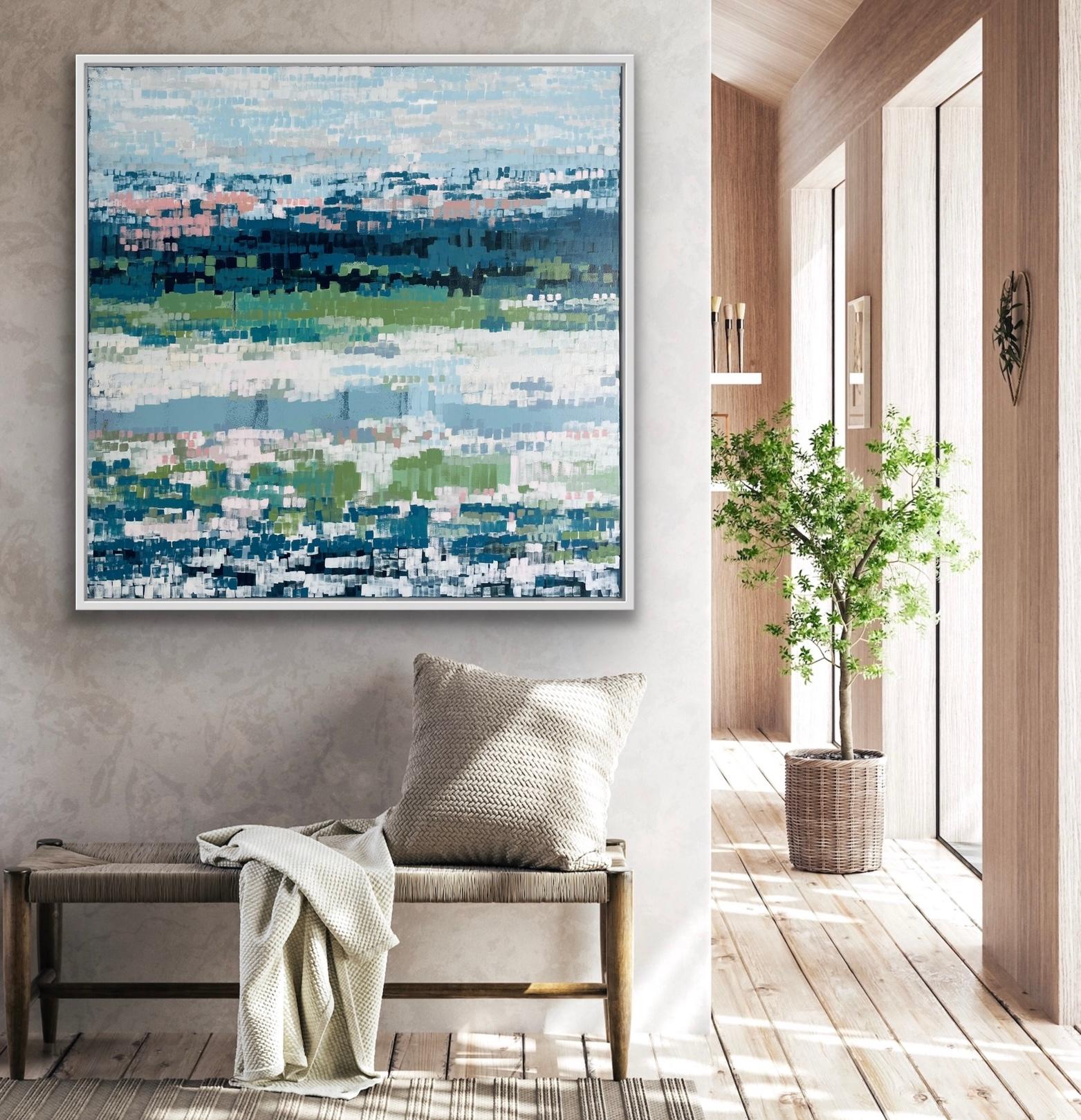 Mallow by the Stream, Originalgemälde, Landschaft, abstrakt, Mischtechnik im Angebot 3