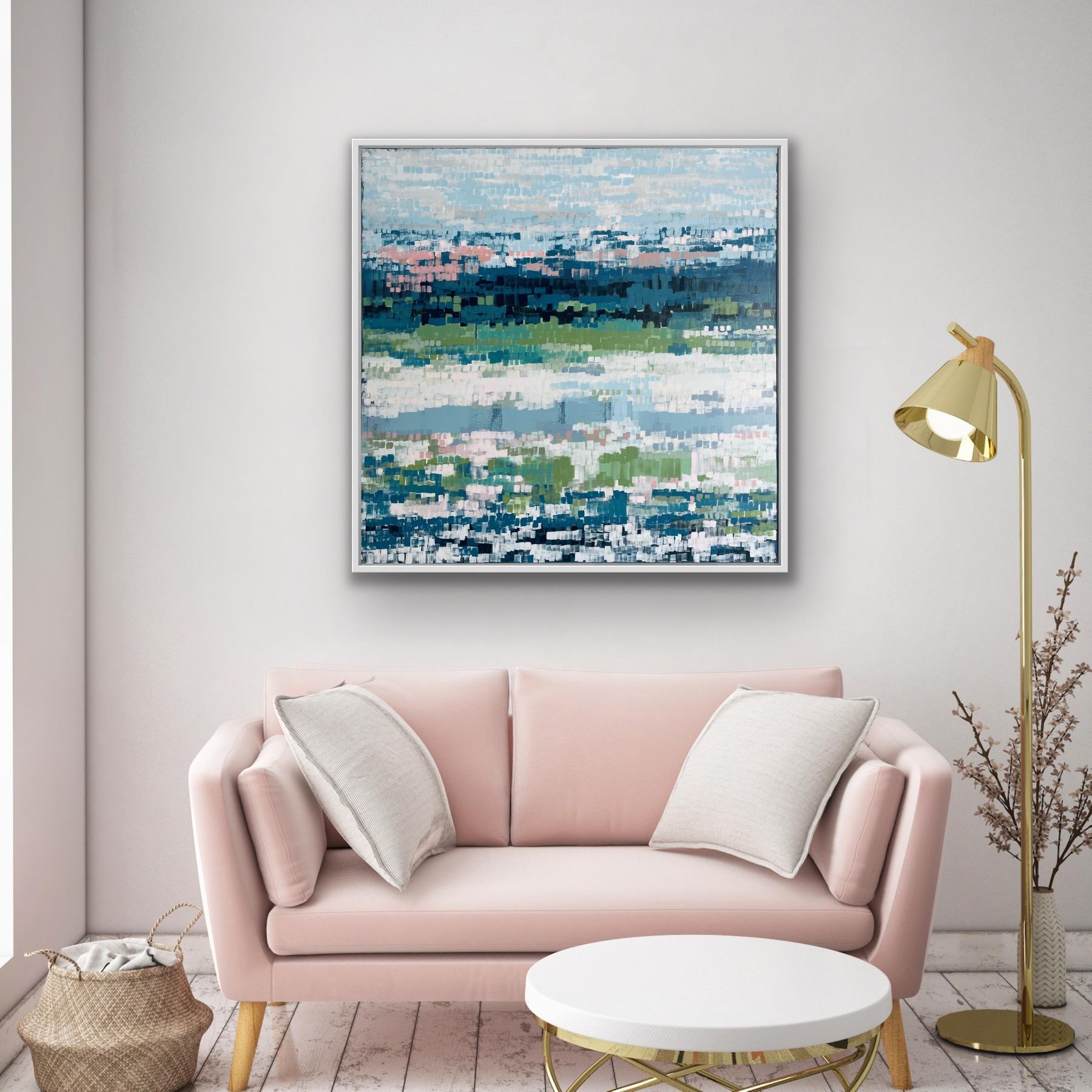 Mallow by the Stream, Originalgemälde, Landschaft, abstrakt, Mischtechnik im Angebot 4