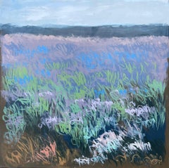 Peinture de paysage abstraite « Starflower Field Edge » de Claire Oxley