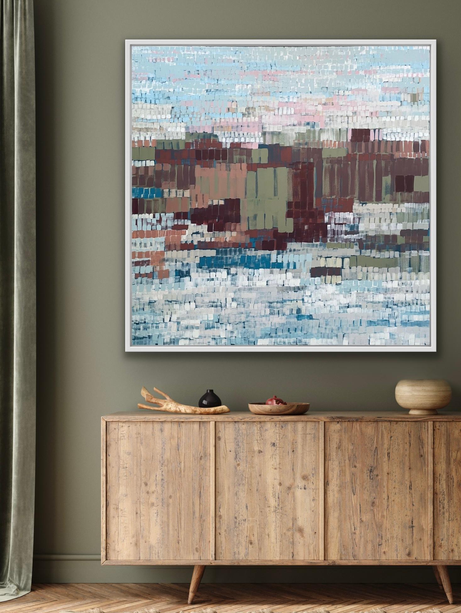 Stiffkey Morning, Originalgemälde, Landschaft, abstrakt, Mischtechnik im Angebot 4