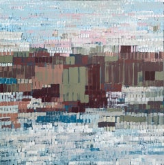 Stiffkey Morning, dipinto originale, paesaggio, astratto, tecnica mista